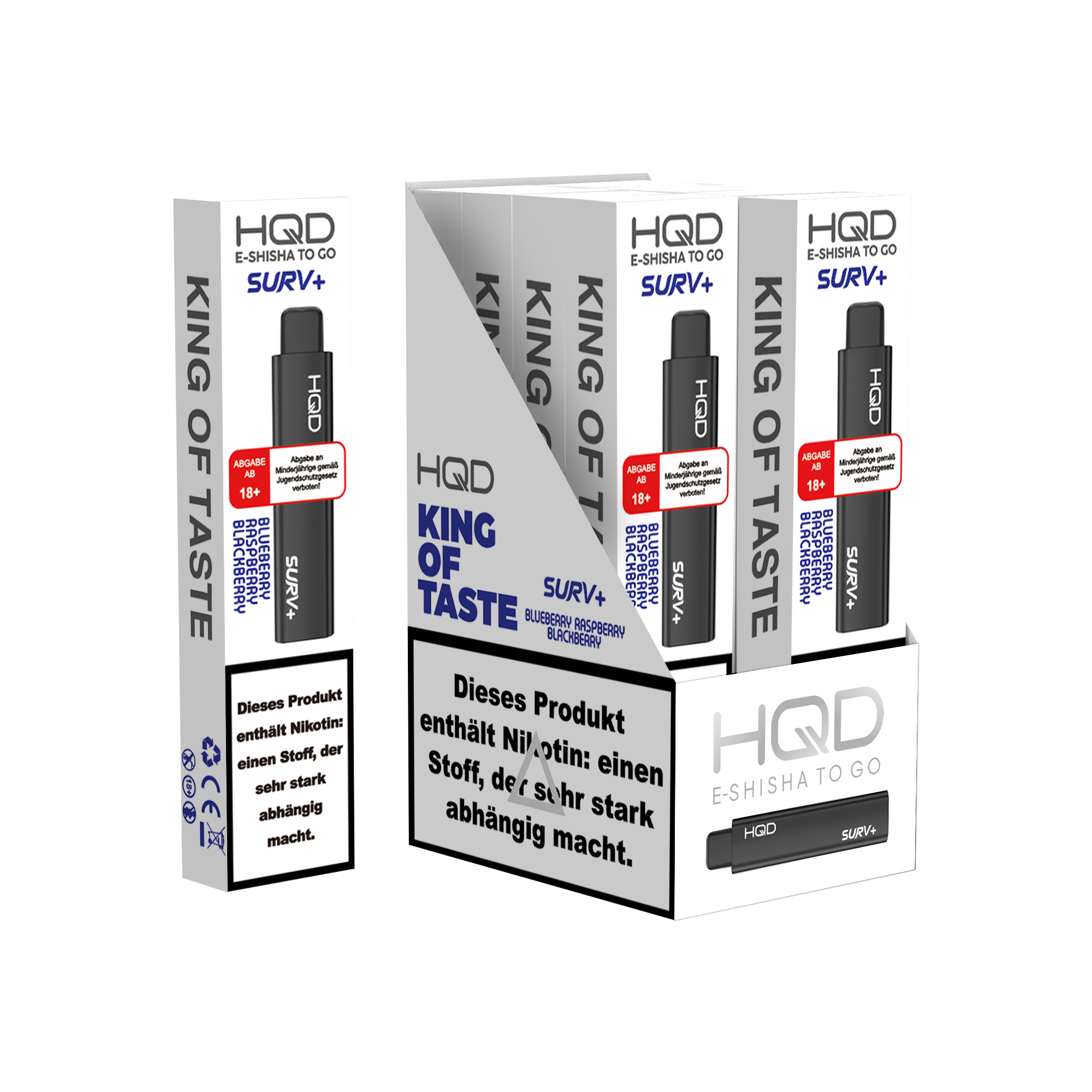 E-Zigarette HQD Surv+ BLUEBERRY RASPBERRY BLACKBERRY 18mg Nikotin 600