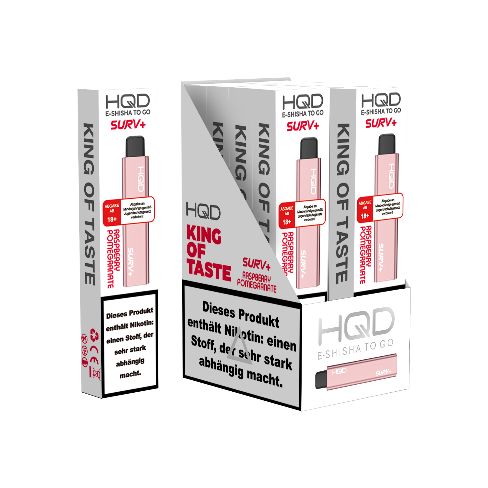 E-Zigarette HQD Surv+ RASPBERRY POMEGRANATE 18mg Nikotin 600