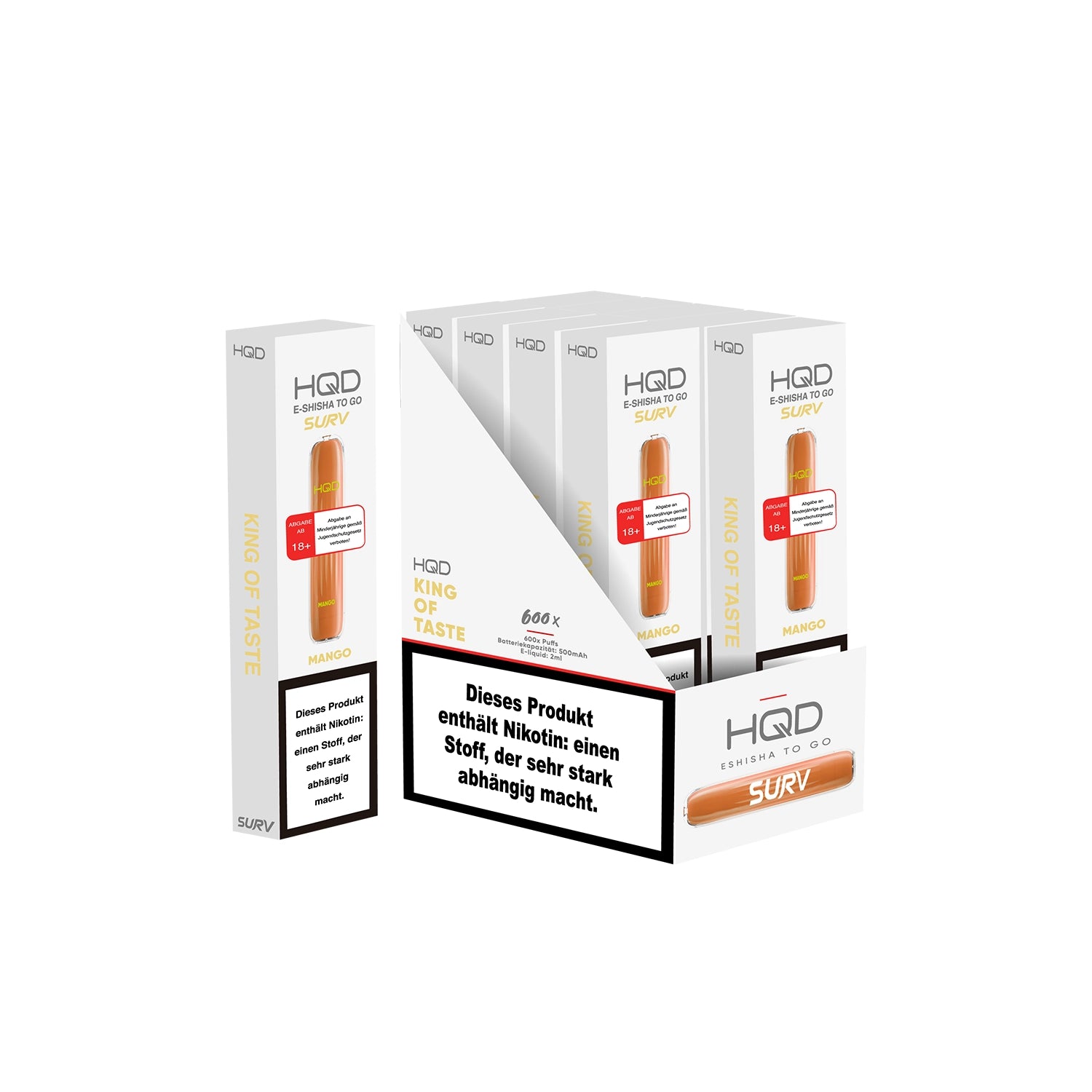 E-Zigarette HQD Surv MANGO 18mg Nikotin 600