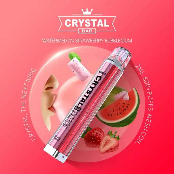 E-Zigarette Crystal Bar 600 Watermelon Strawberry Bubblegum 20mg Nikotin