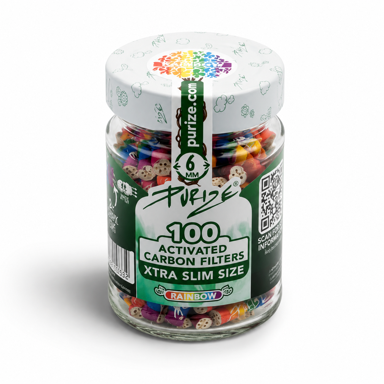 PURIZE AKTIVKOHLEFILTER 100 XTRA Slim Size - Rainbow (Einführungspreis)