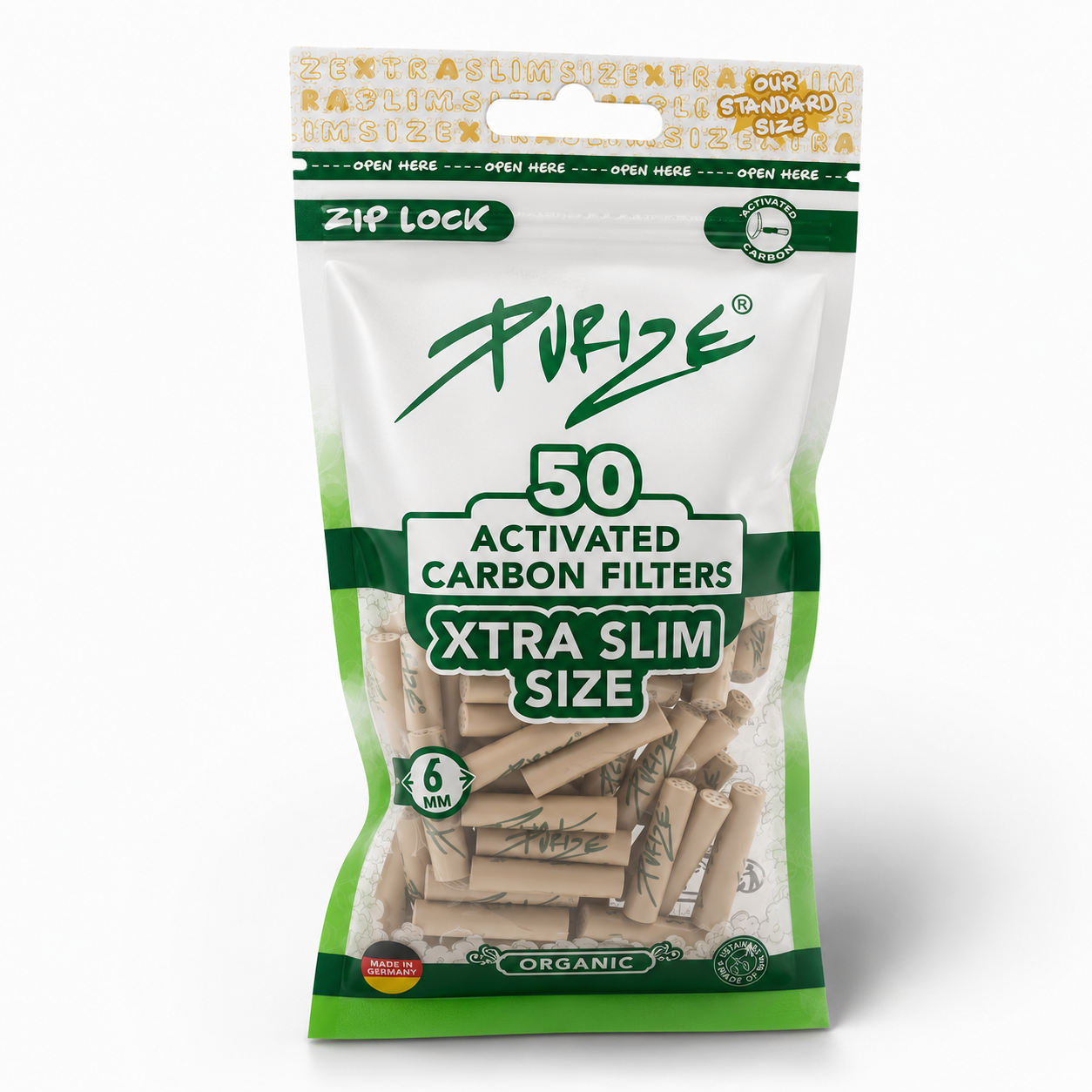 PURIZE AKTIVKOHLEFILTER 50 XTRA Slim Size - Organic (Einführungspreis)
