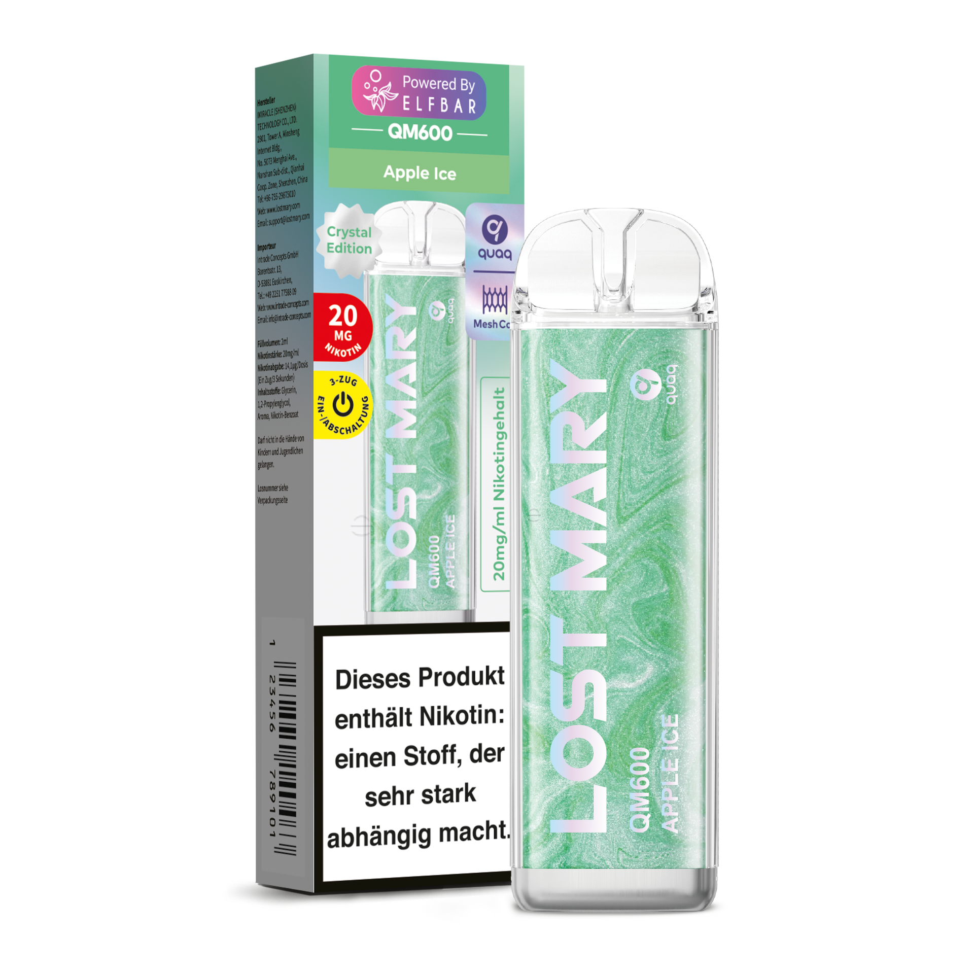 E-Zigarette Elfbar Lost Mary QM600 Apple Ice 20mg Nikotin  ***NEU***