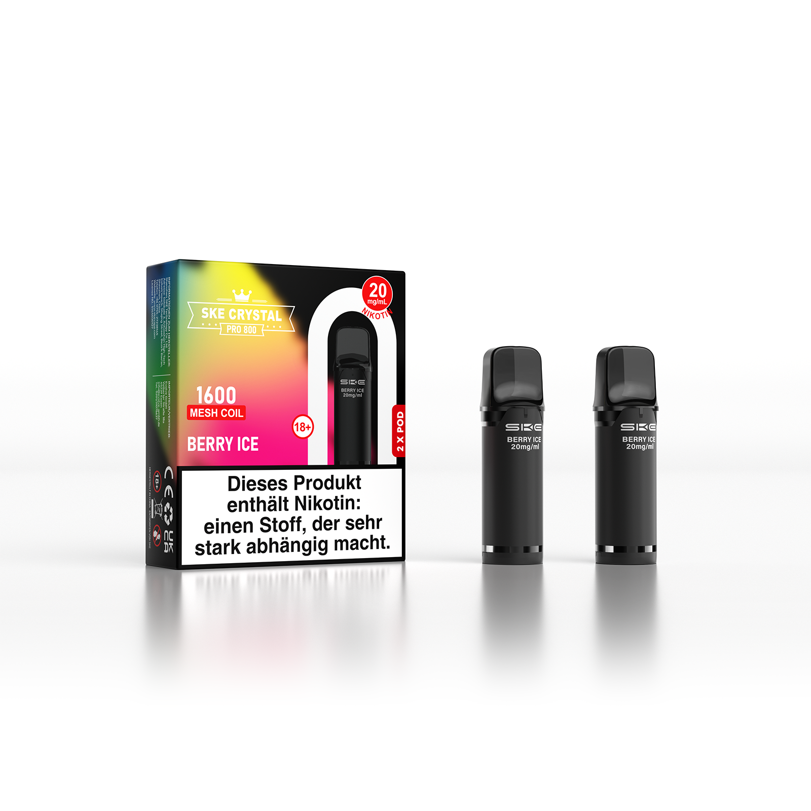 SKE Crystal 800 Pro Pod 2er Pack 20mg Nikotin Berry Ice