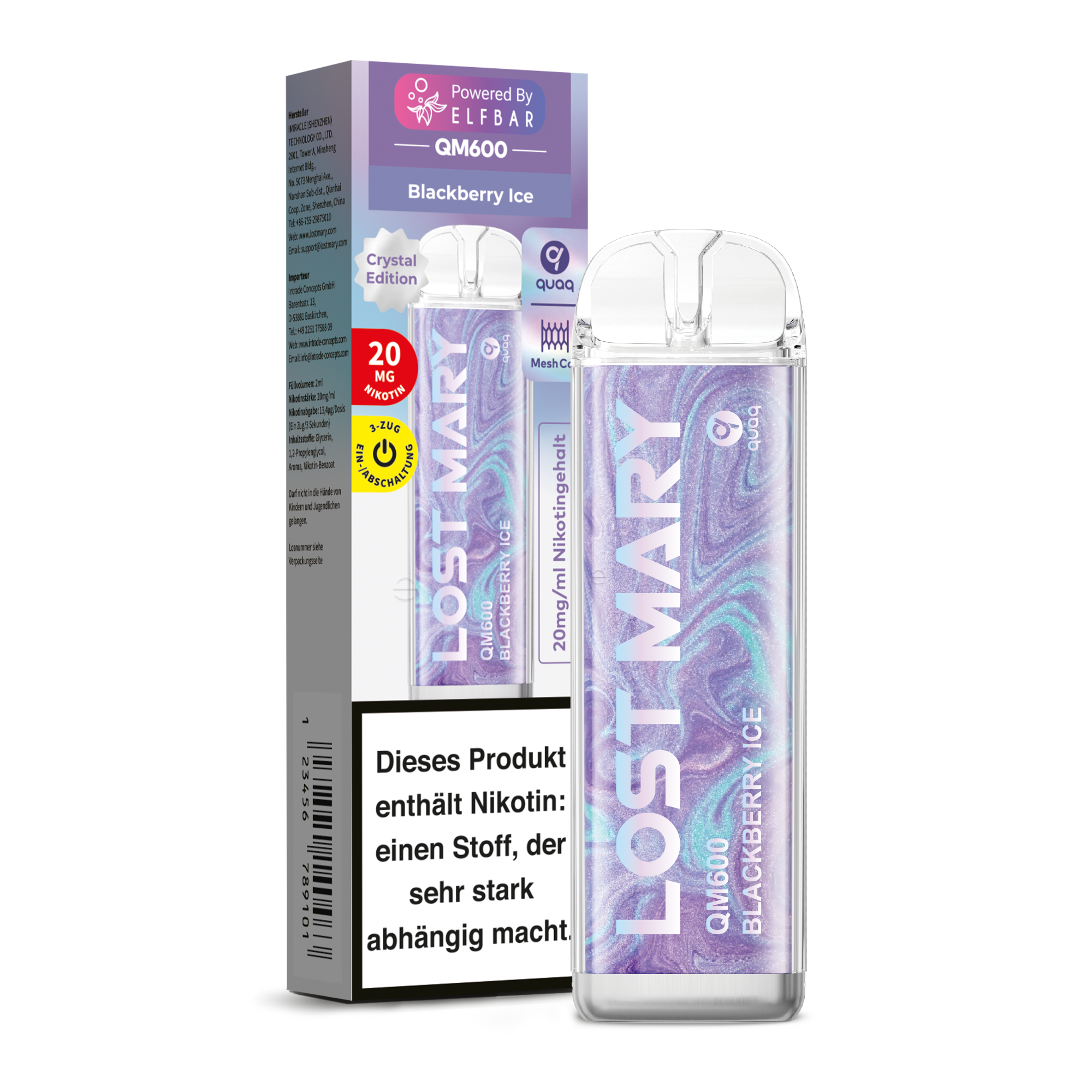 E-Zigarette Elfbar Lost Mary QM600 Blackberry Ice 20mg Nikotin  ***NEU***