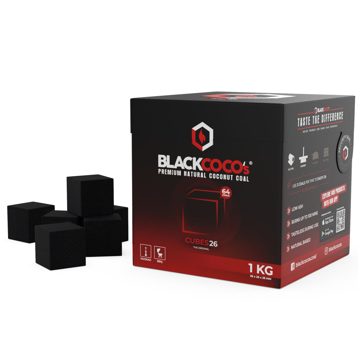 BLACKCOCO's CUBES26 Shisha Kohle 1kg (16er Karton)