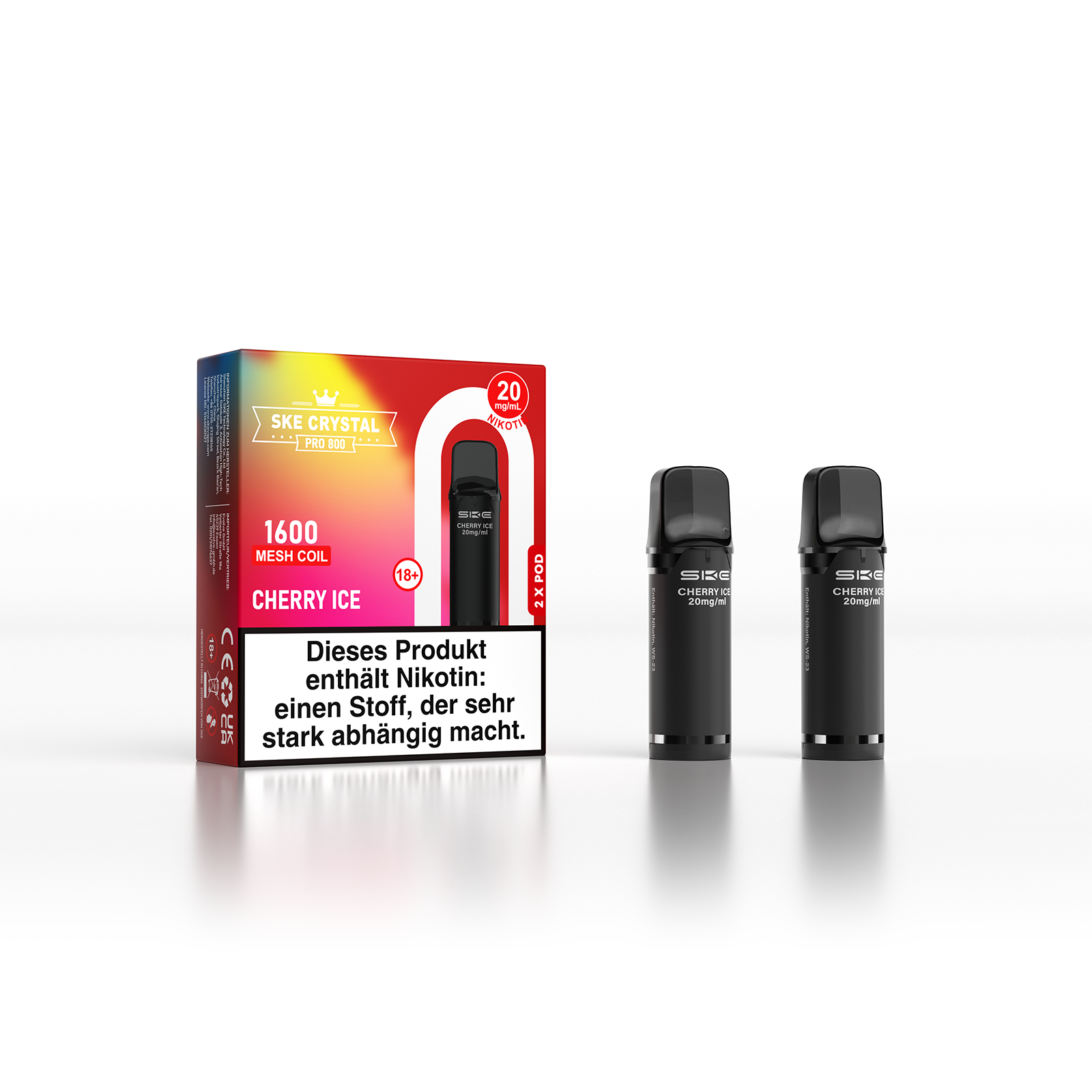 SKE Crystal 800 Pro Pod 2er Pack 20mg Nikotin Cherry Ice