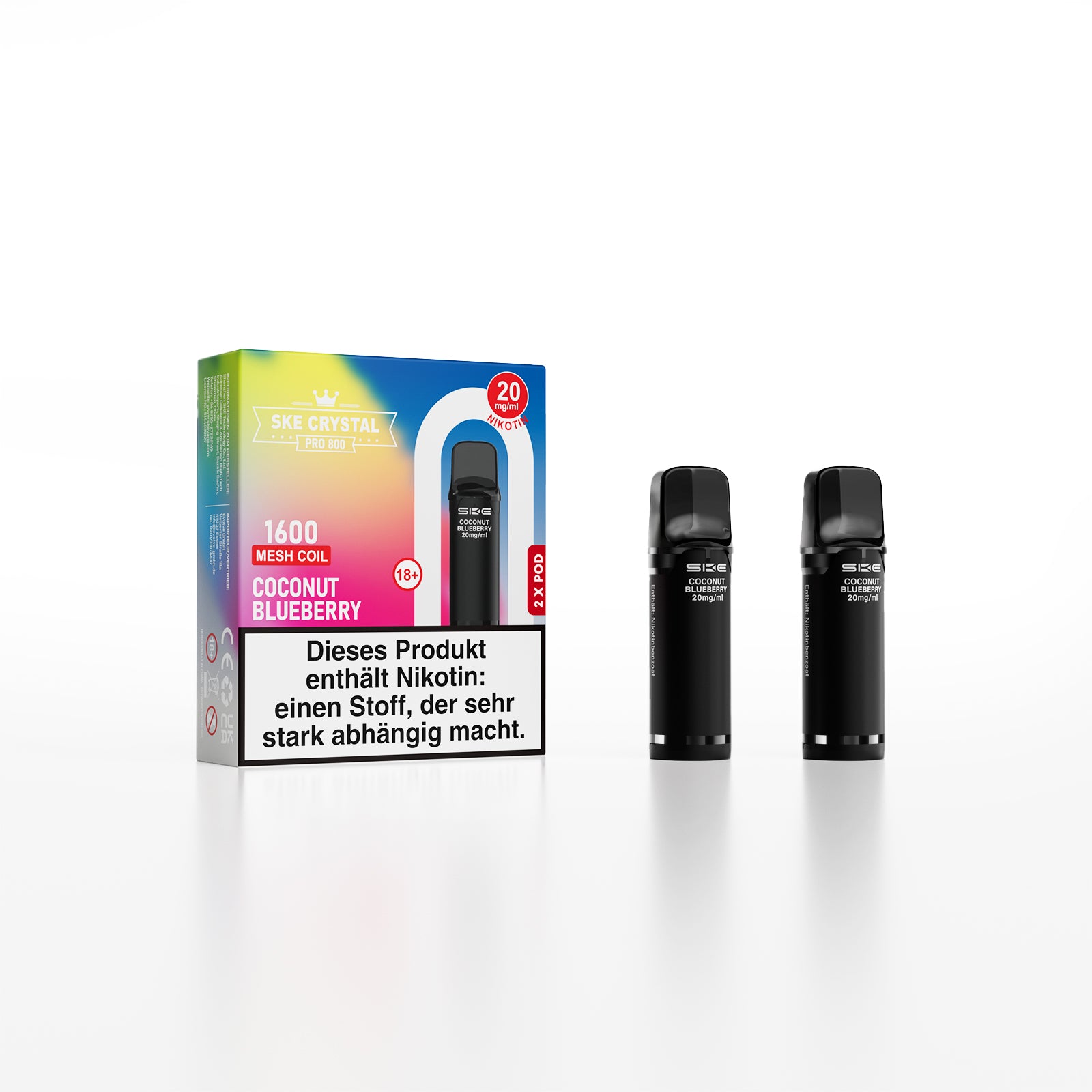 SKE Crystal 800 Pro Pod 2er Pack 20mg Nikotin Coconut Blueberry