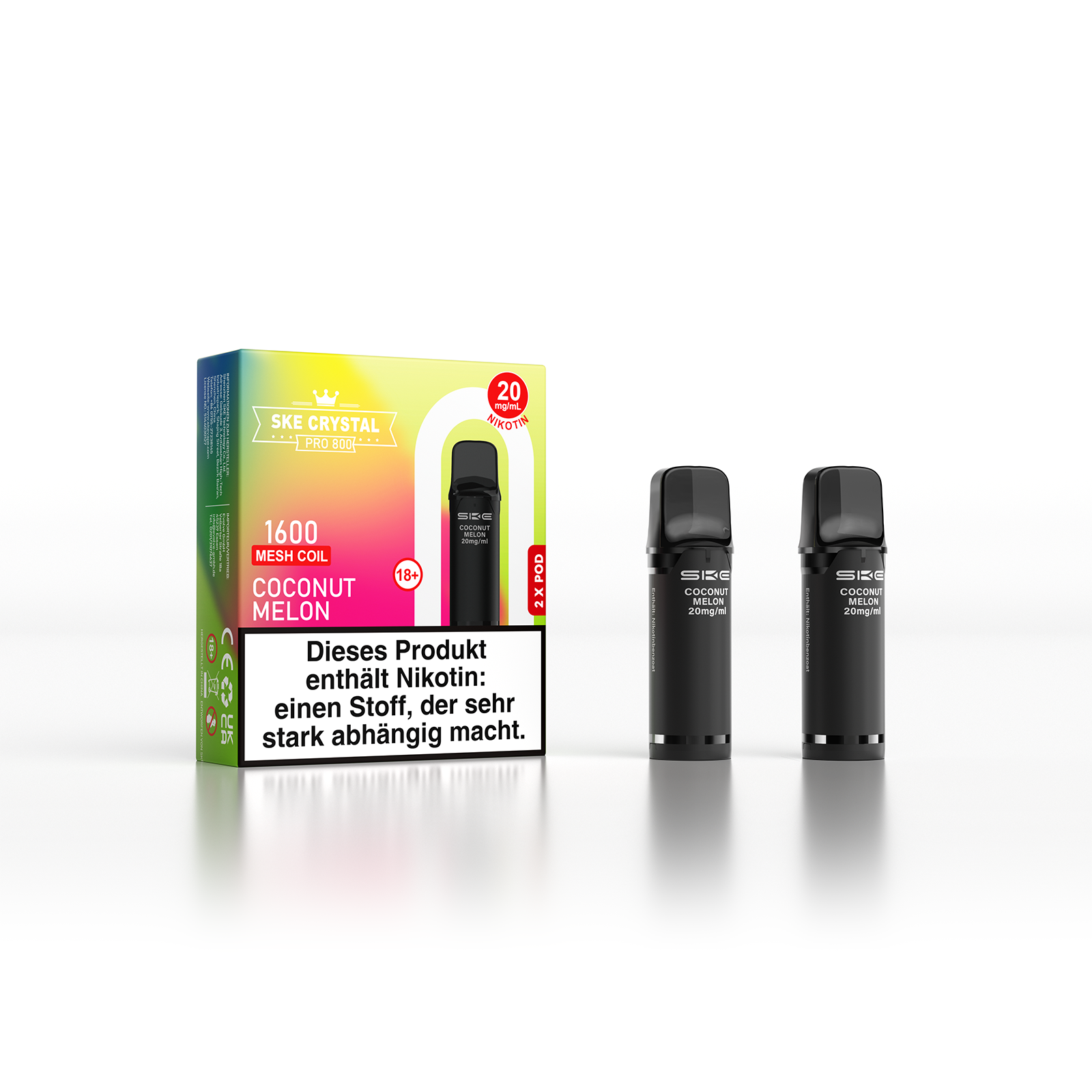SKE Crystal 800 Pro Pod 2er Pack 20mg Nikotin Coconut Melon
