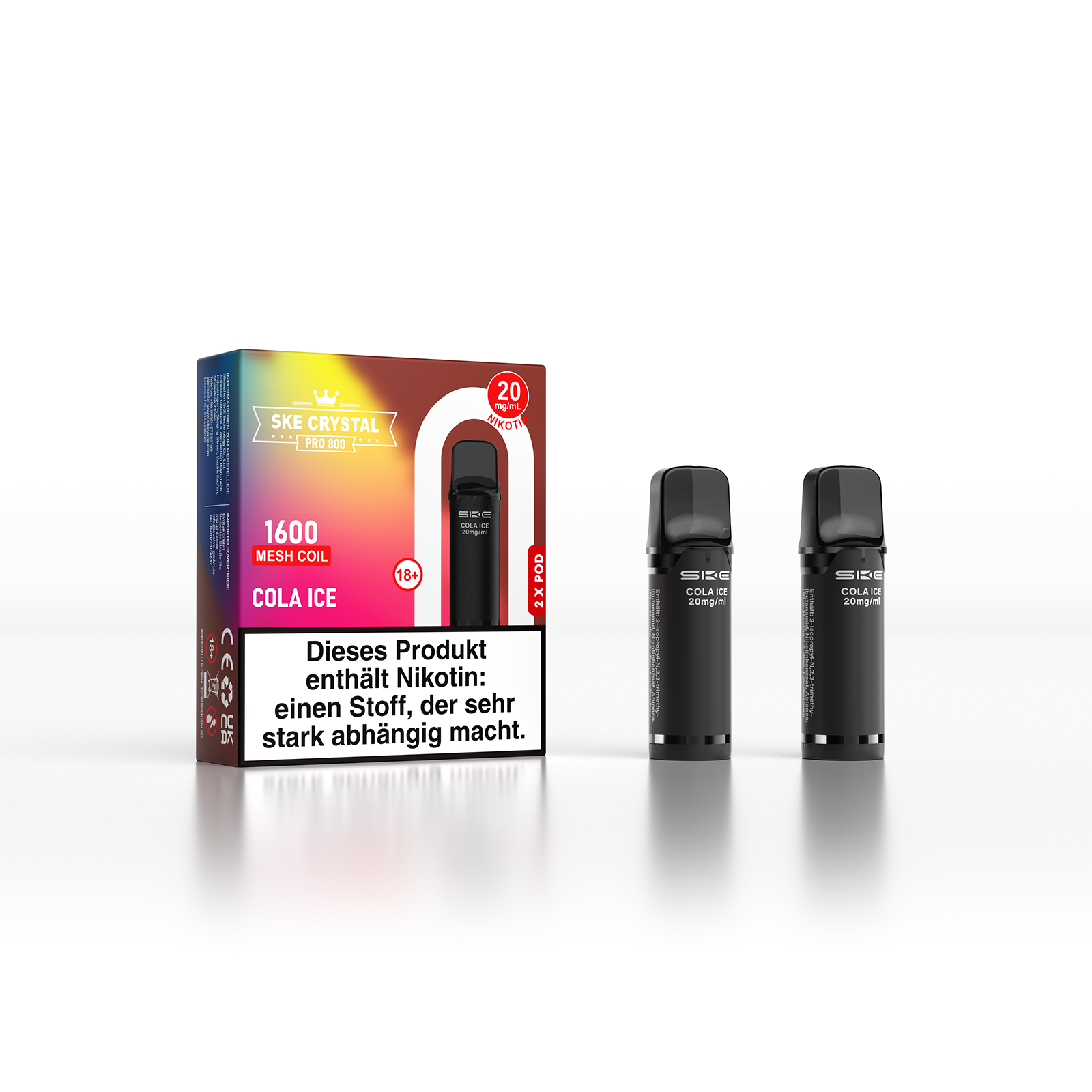 SKE Crystal 800 Pro Pod 2er Pack 20mg Nikotin Cola Ice