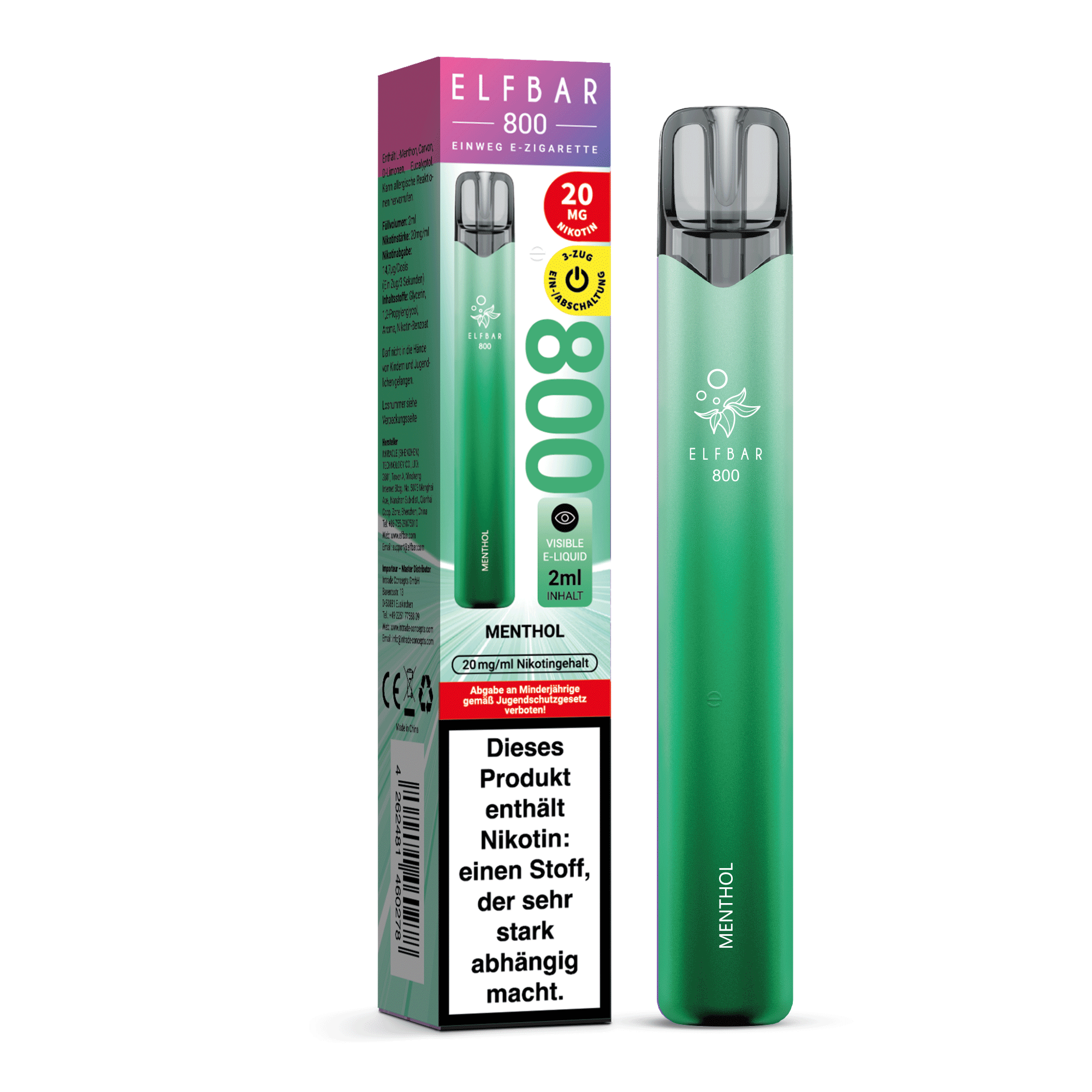 E-Zigarette Elf Bar Menthol 20mg Nikotin 800