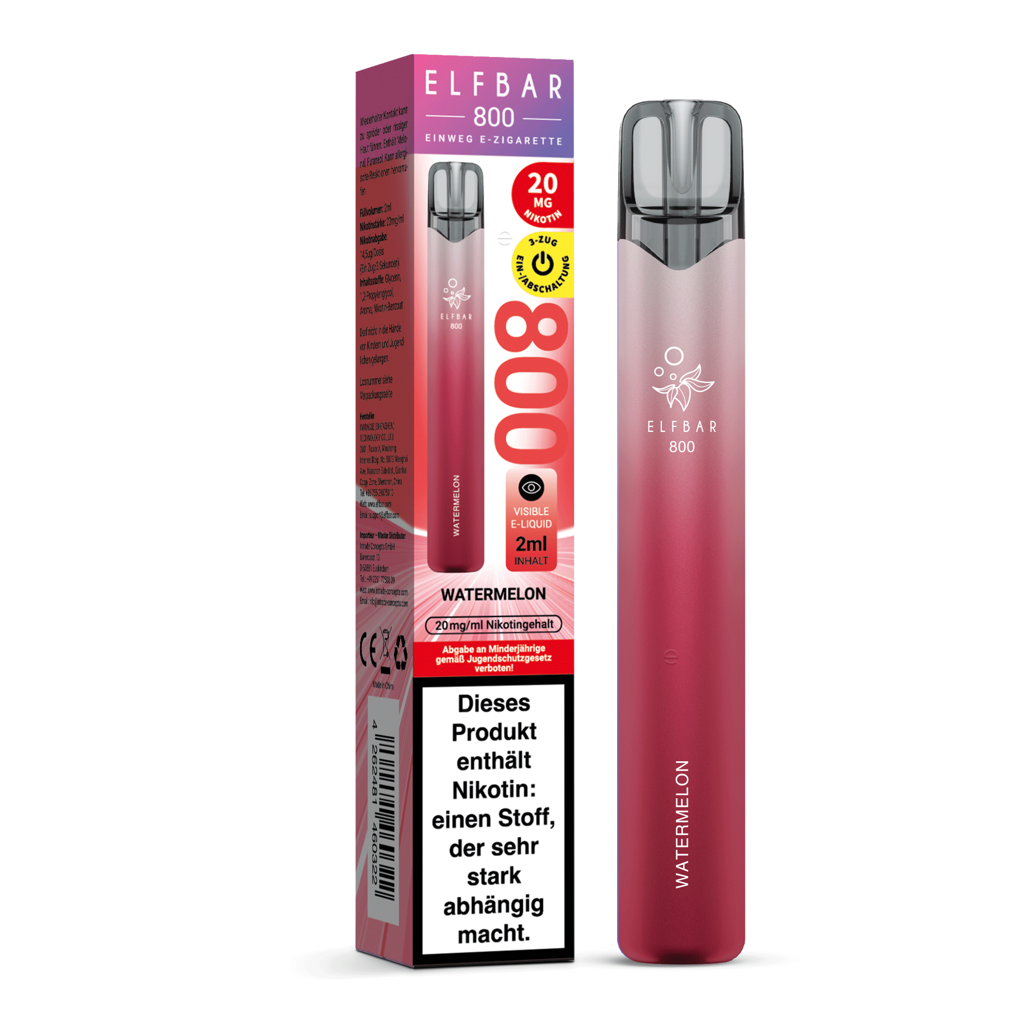 E-Zigarette Elfbar 800 Watermelon 20mg Nikotin