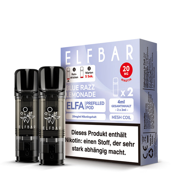 Elfbar Prefilled Pod ELFA Blue Razz Lemonade 20mg Nikotin 600