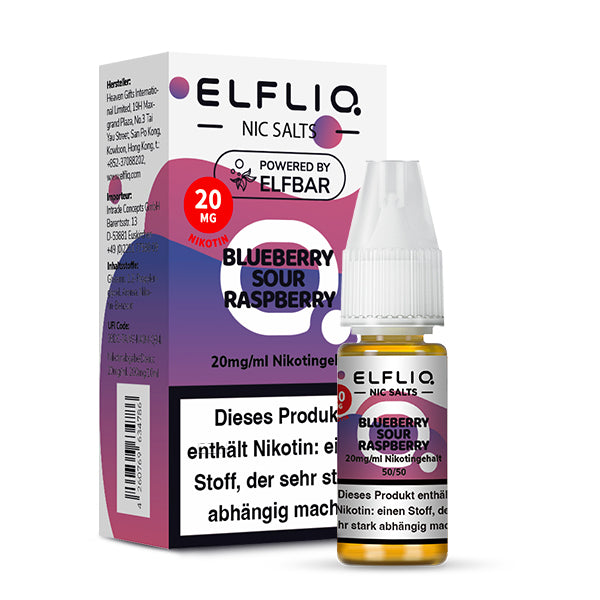 Elfbar ELFLIQ 20mg/ml Nikotinsalz Liquid Blueberry Sour Raspberry (Steuerbanderole 2025)