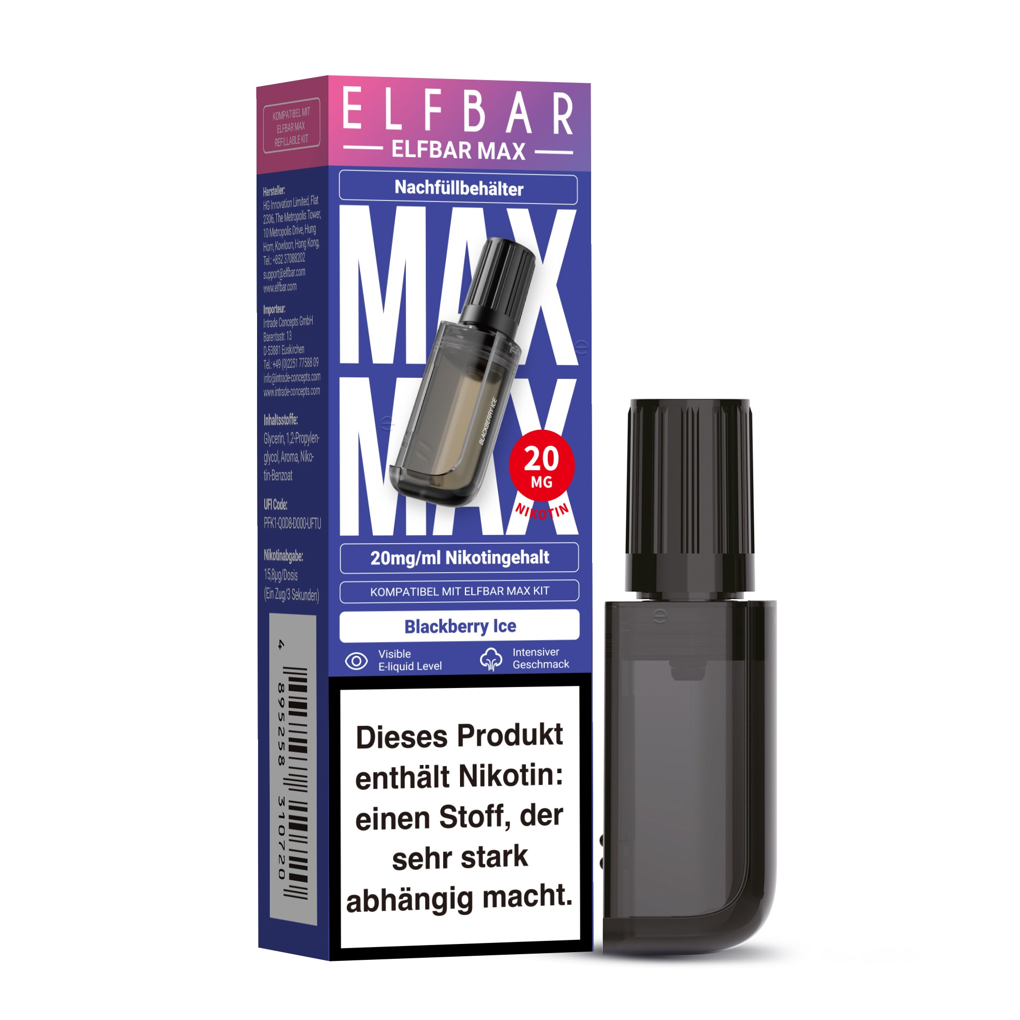 Elfbar Max Refill Container Blackberry Ice 20mg Nikotin 10ml Liquid