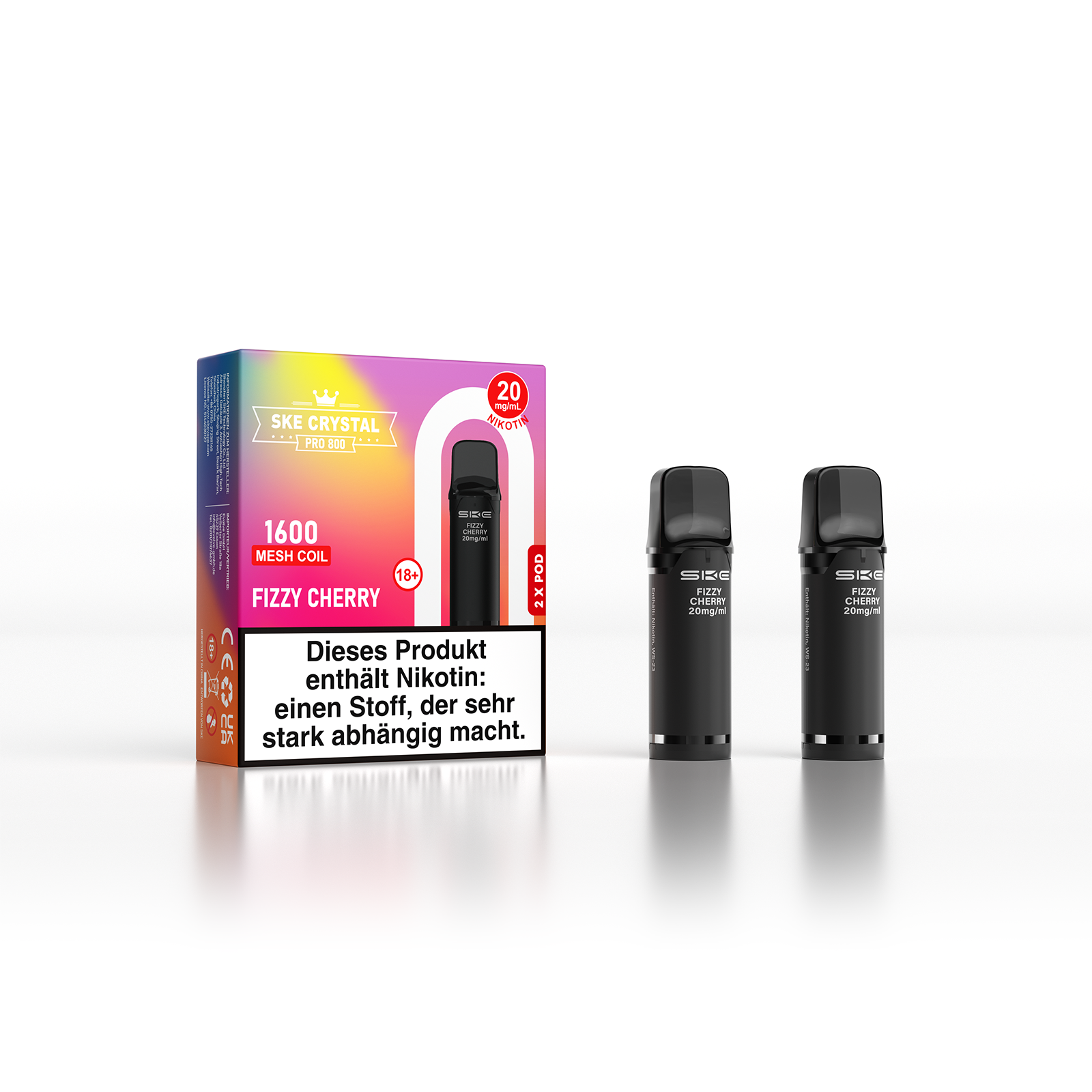SKE Crystal 800 Pro Pod 2er Pack 20mg Nikotin Fizzy Cherry