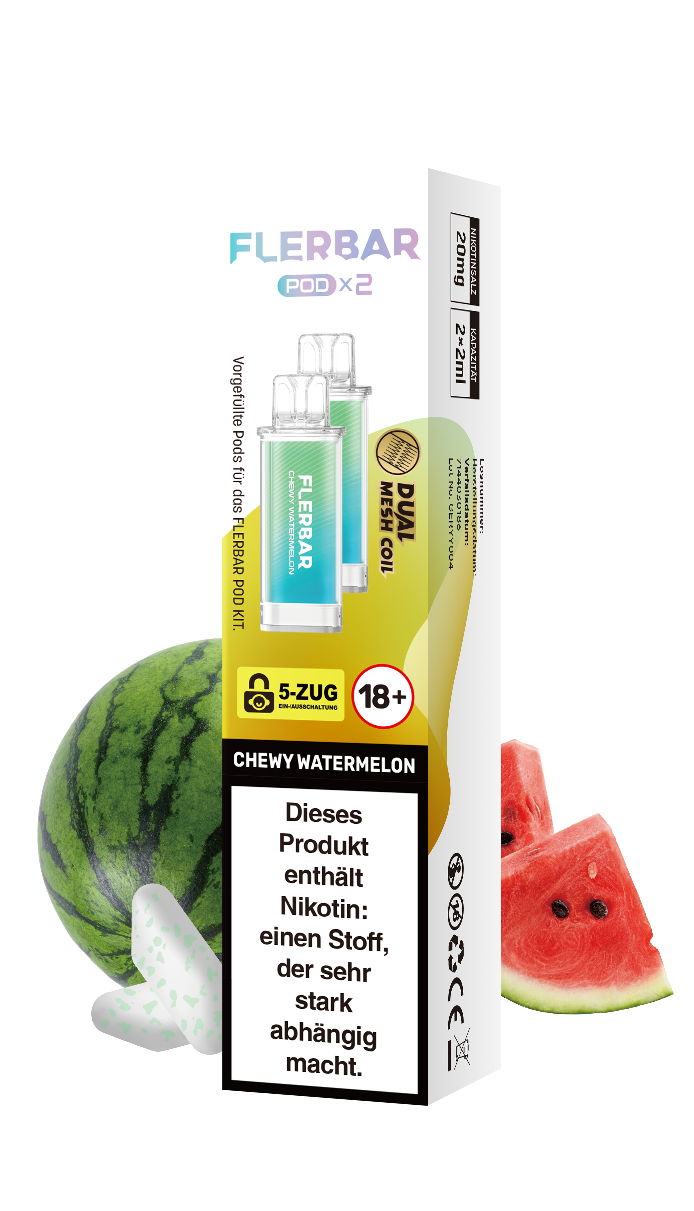 Flerbar Prefilled Pod Chewy Watermelon 20mg Nikotin 600