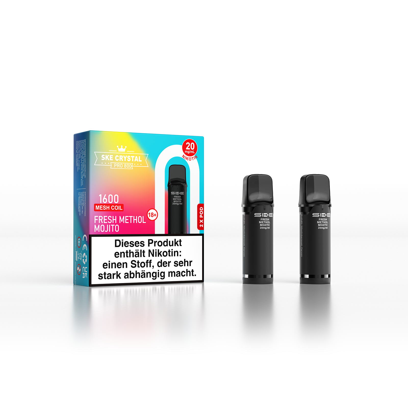 SKE Crystal 800 Pro Pod 2er Pack 20mg Nikotin Fresh Menthol Mojito