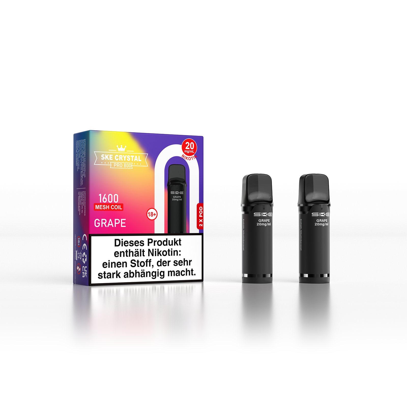 SKE Crystal 800 Pro Pod 2er Pack 20mg Nikotin Grape