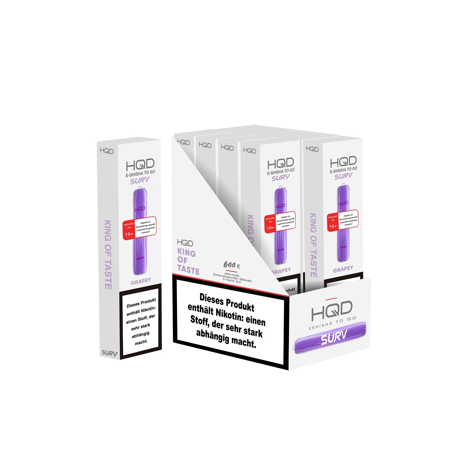 E-Zigarette HQD Surv GRAPEY 18mg Nikotin 600