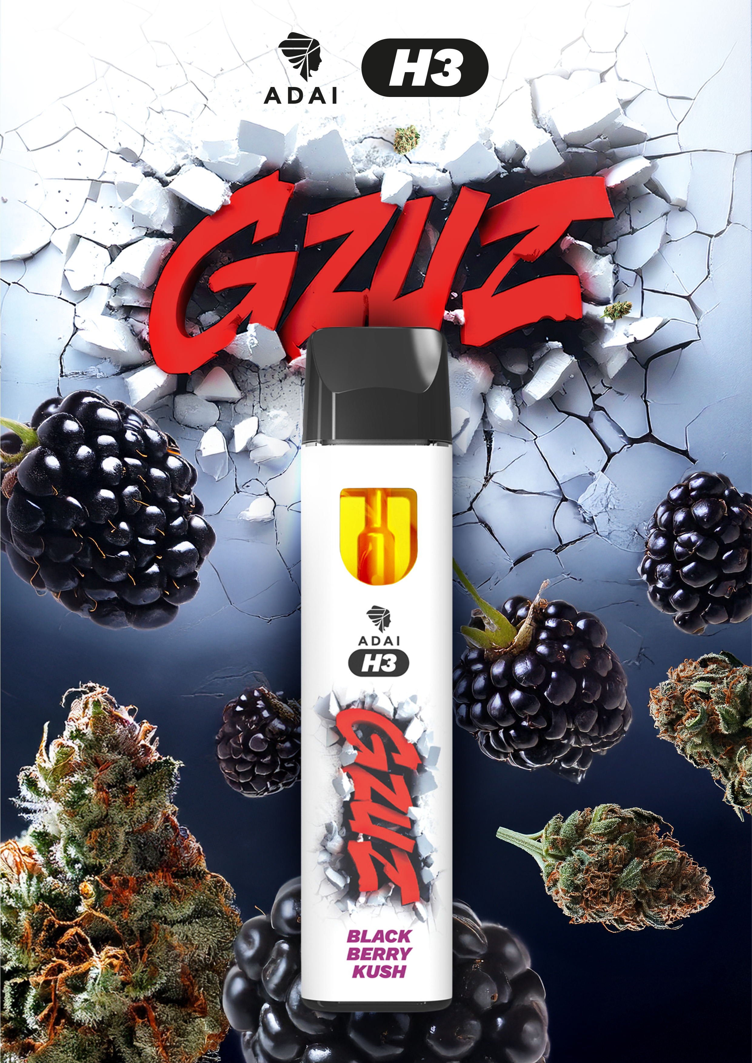GZUZ H3 Superior Blend Vaporizer Blackberry Kush