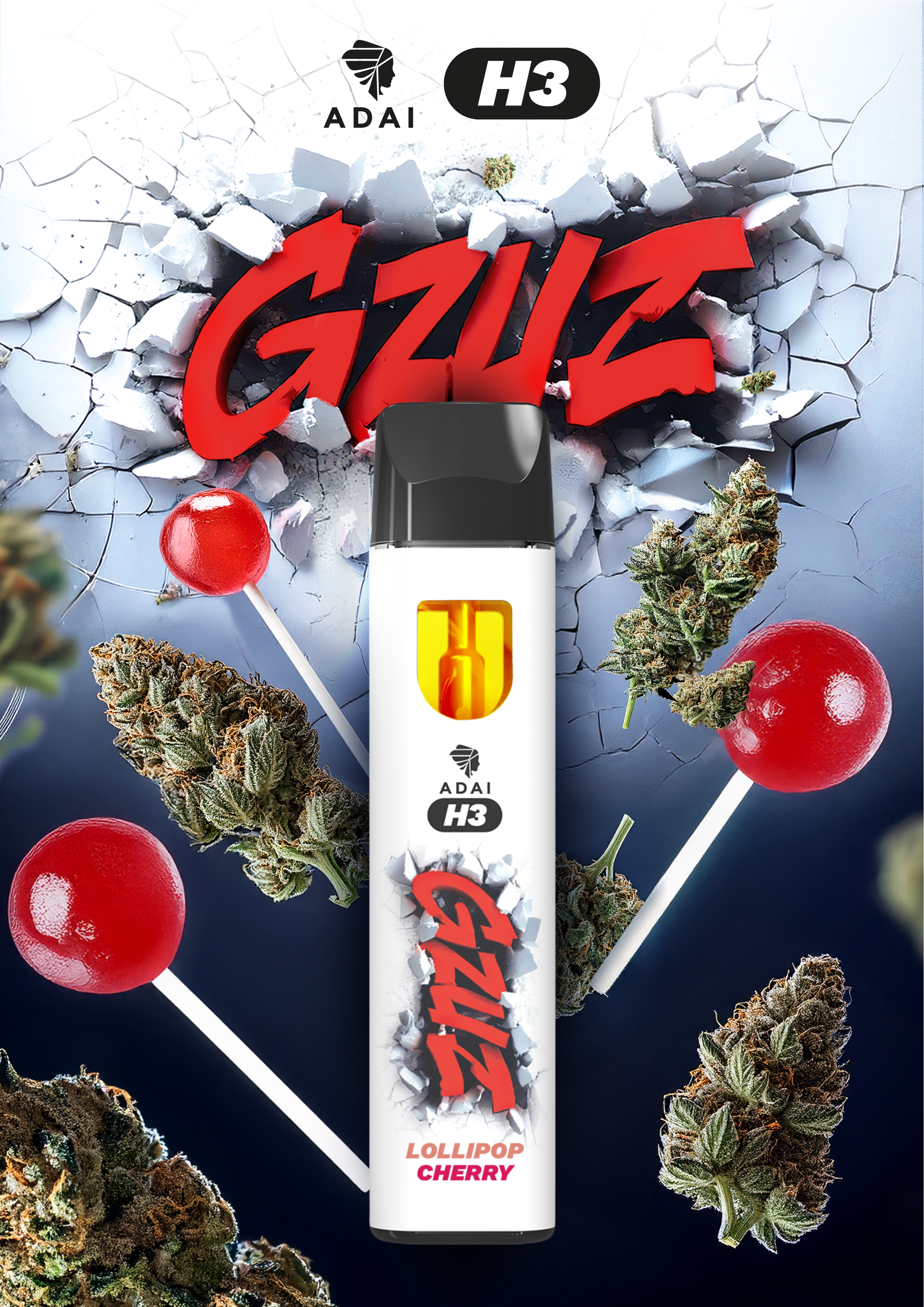 GZUZ H3 Superior Blend Vaporizer Lollipop