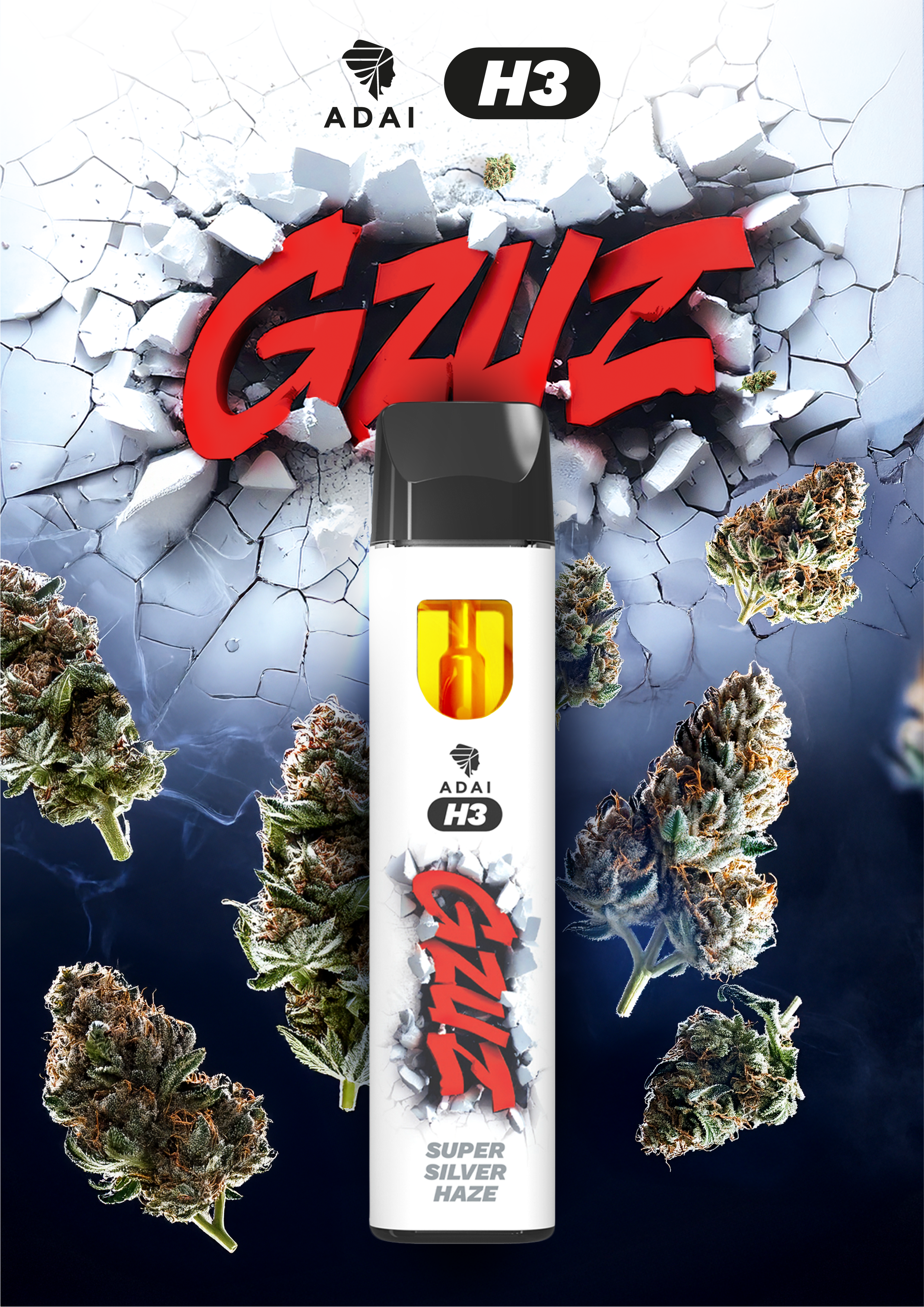 GZUZ H3 Superior Blend Vaporizer Super Silver Haze