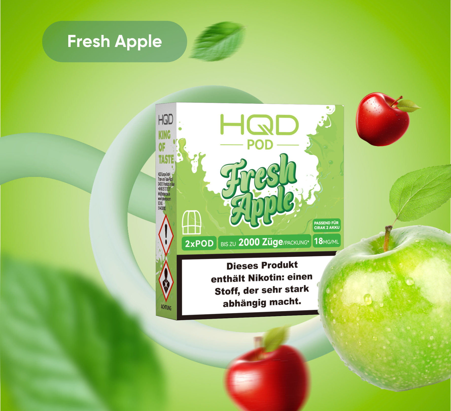 HQD Cirak 2 Pod Fresh Apple 18mg Nikotin 1200