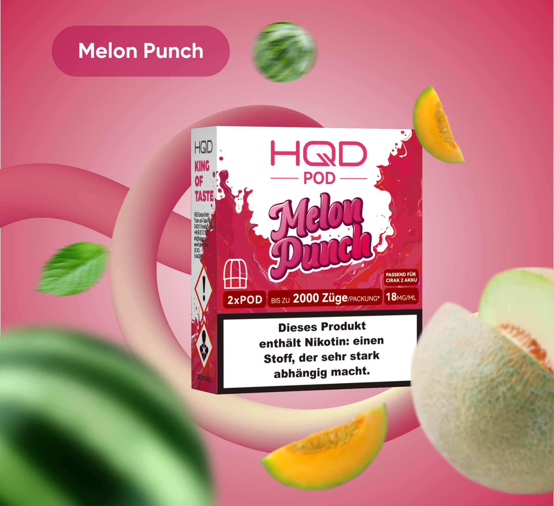 HQD Cirak 2 Pod Melon Punch 18mg Nikotin 1200
