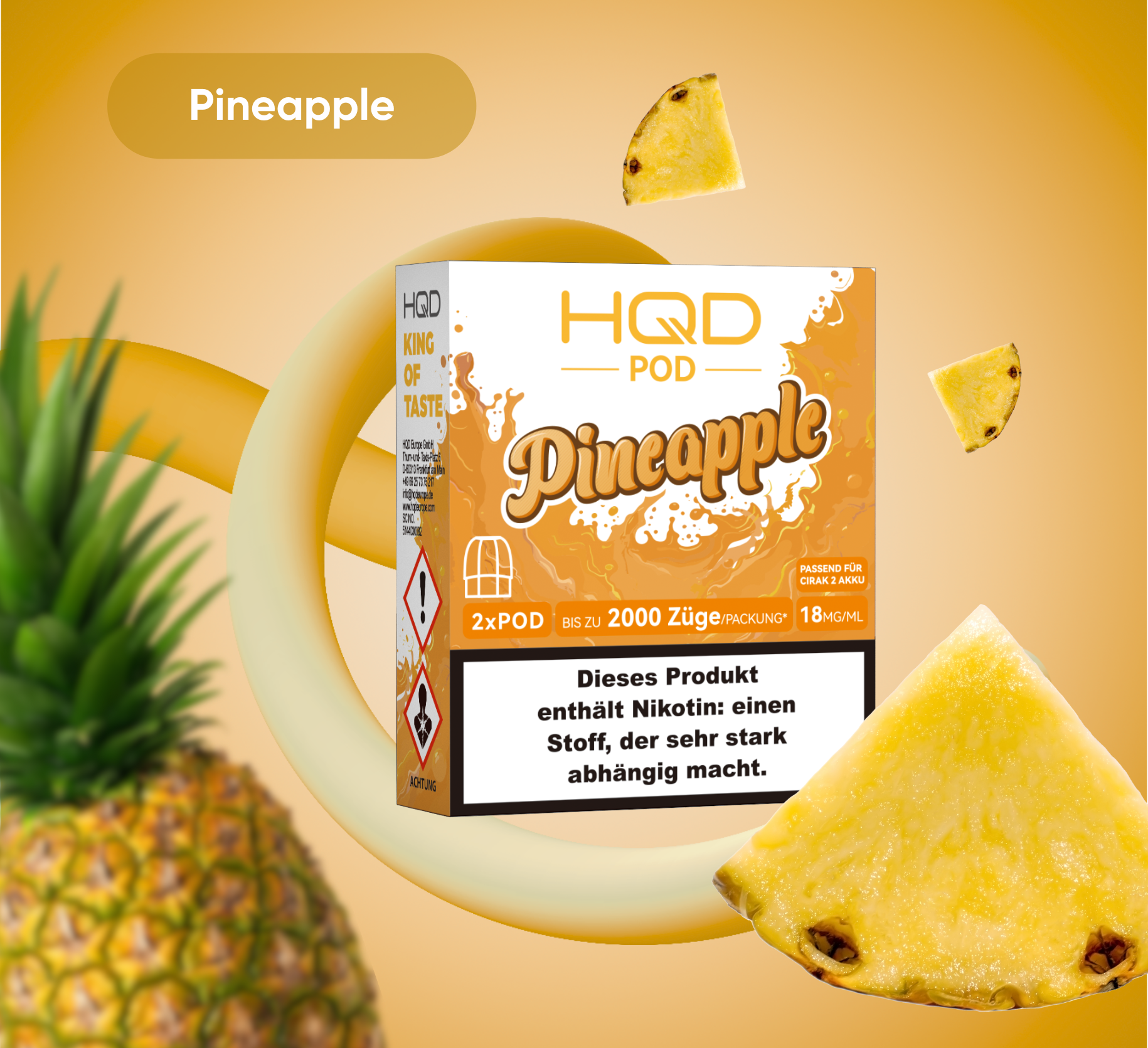 HQD Cirak 2 Pod Pineapple 18mg Nikotin 1200