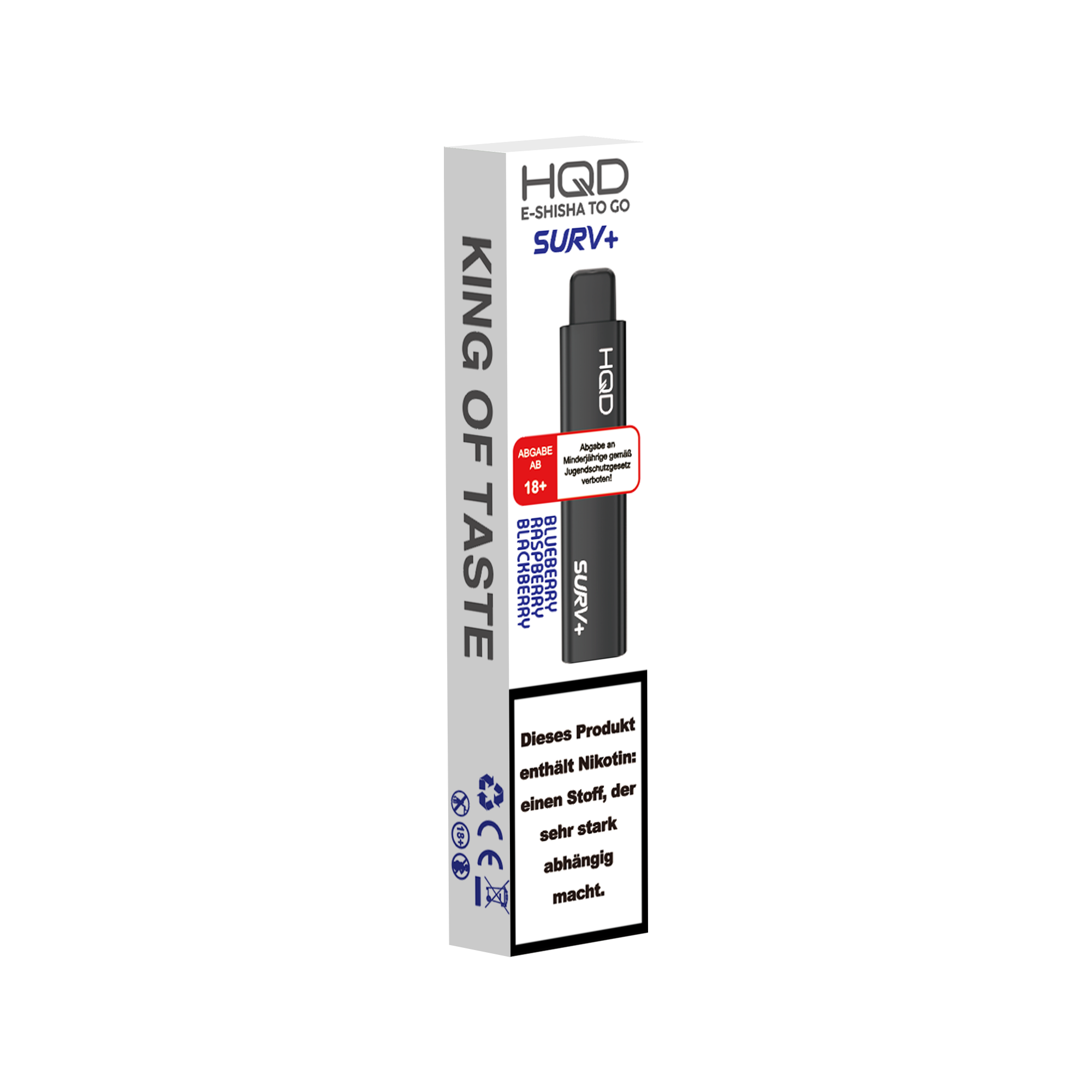E-Zigarette HQD Surv+ BLUEBERRY RASPBERRY BLACKBERRY 18mg Nikotin 600
