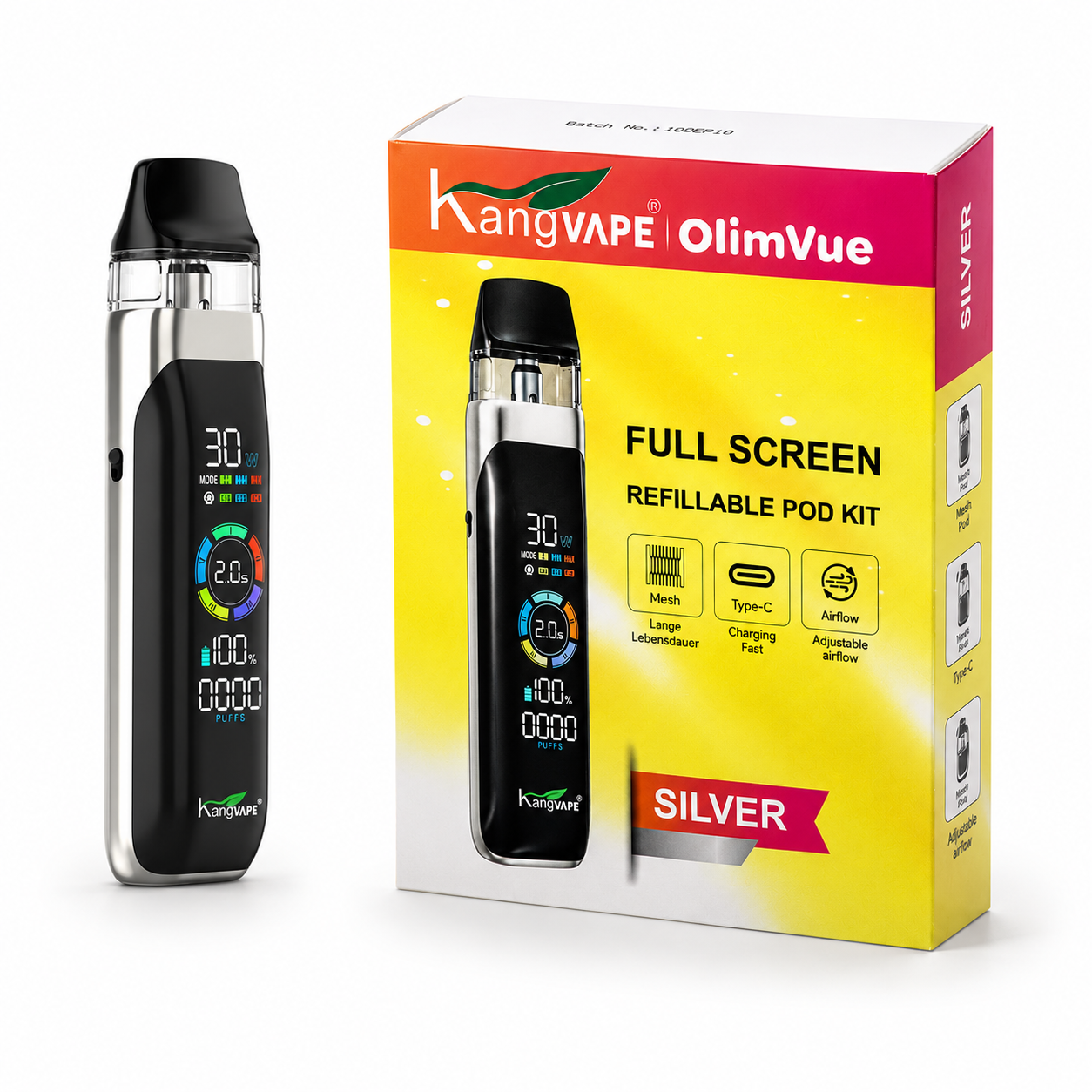 Kangvape Olimvue Refillable Pod Kit Silver