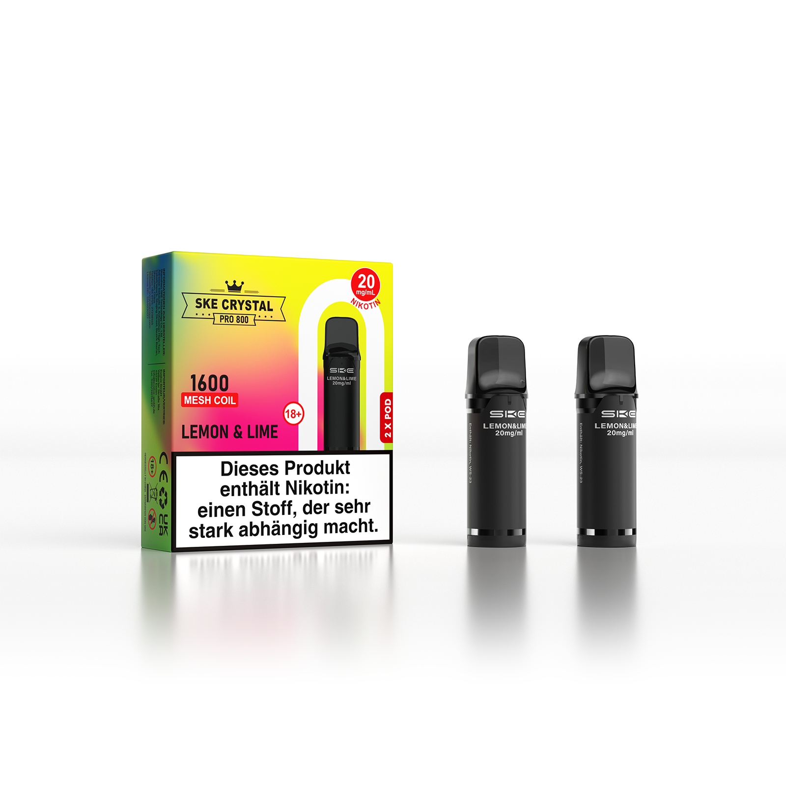 SKE Crystal 800 Pro Pod 2er Pack 20mg Nikotin Lemon & Lime