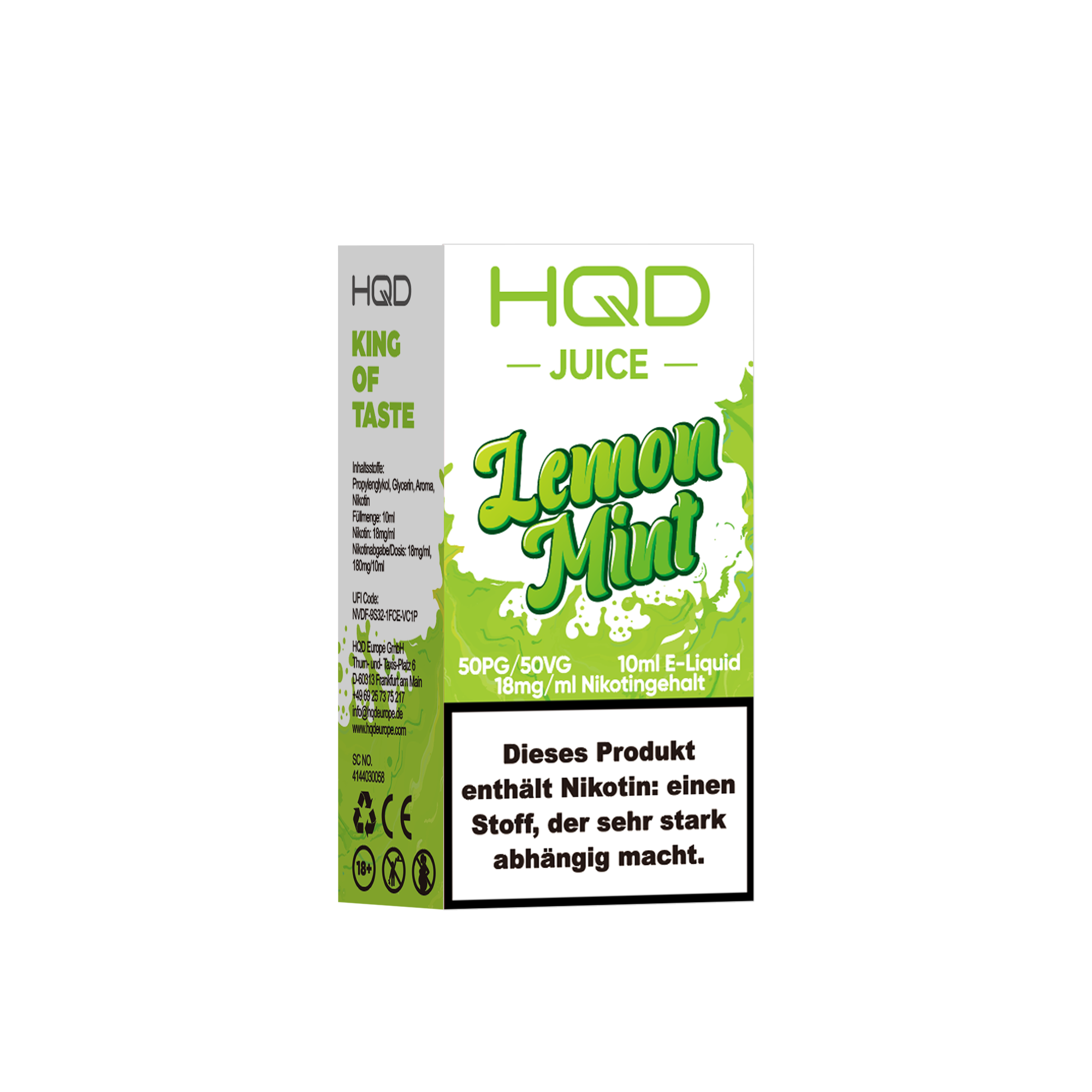 HQD Juice Lemon Mint 10ml Liquid 18mg Nikotin