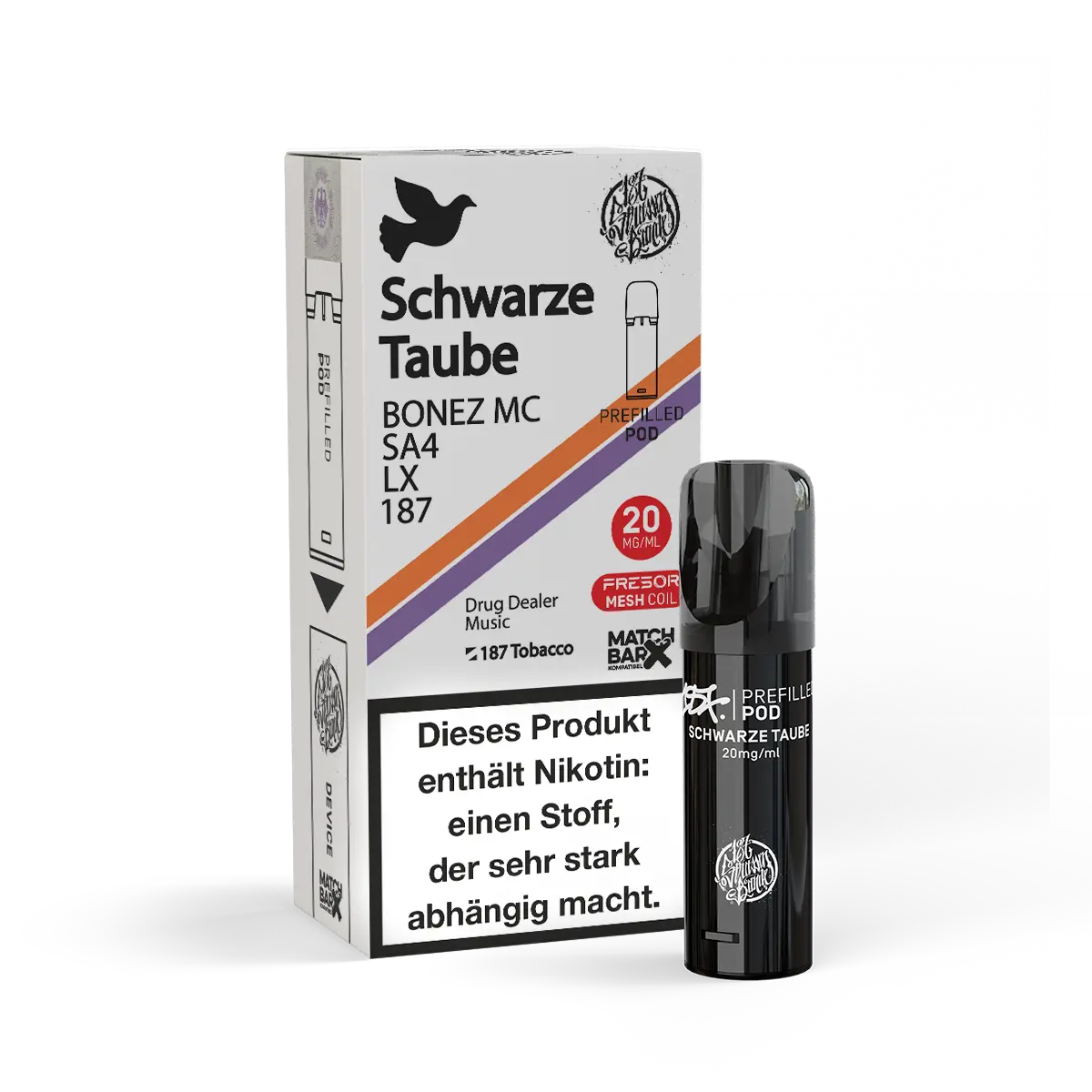 187 Prefilled Pod Schwarze Taube 20mg Nikotin