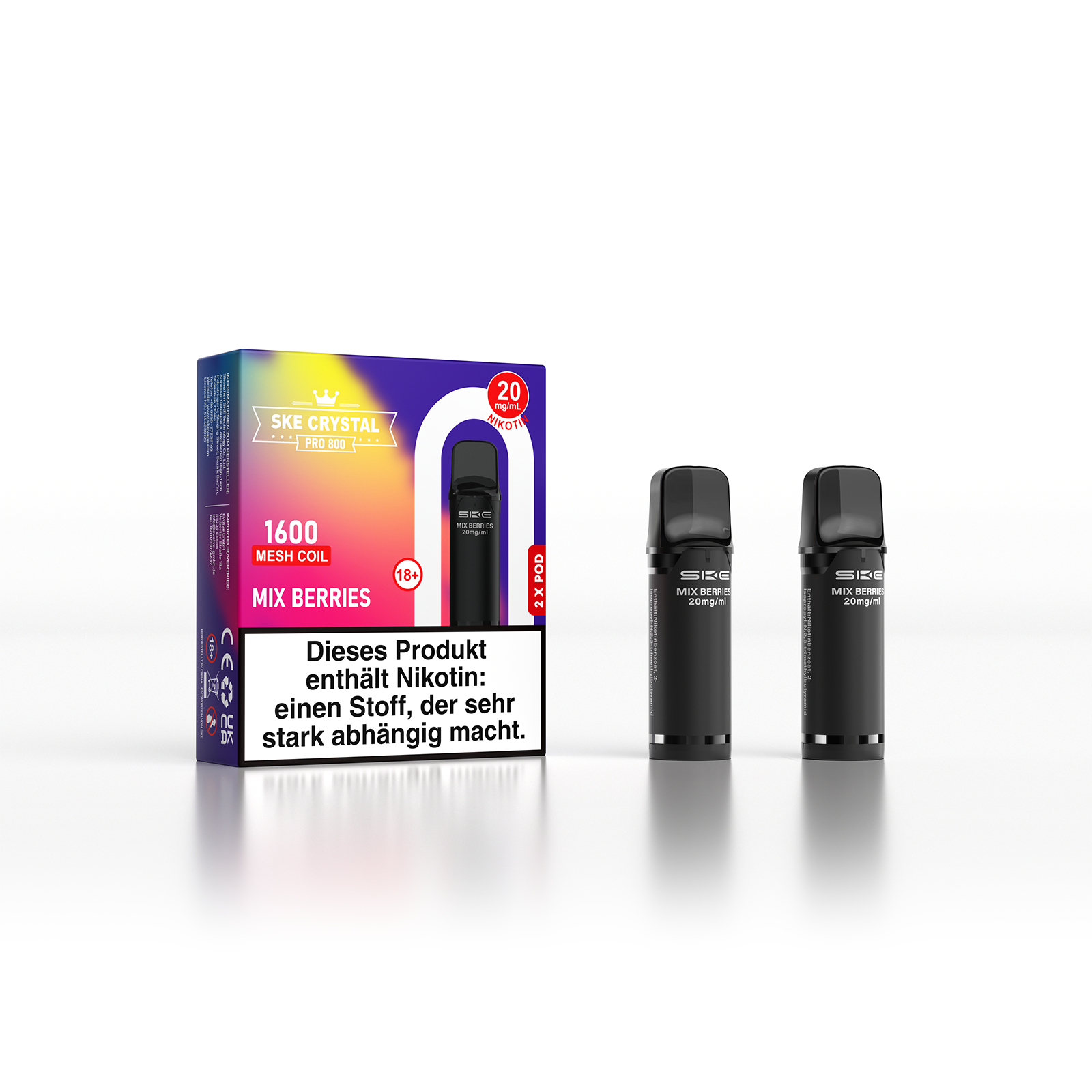 SKE Crystal 800 Pro Pod 2er Pack 20mg Nikotin Mix Berries