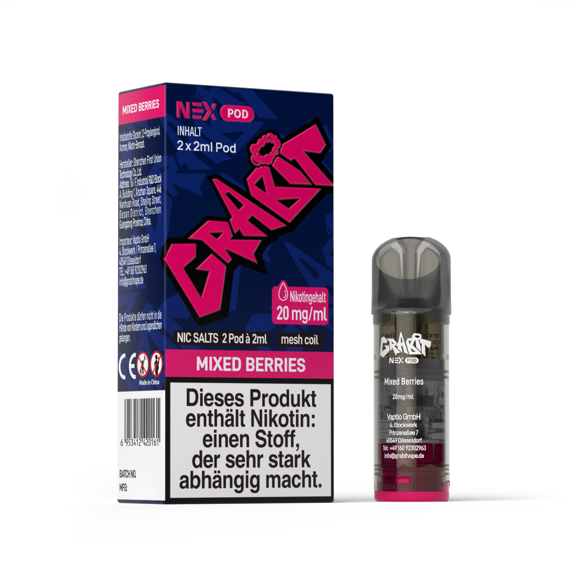 Grabit Nex Pod Mixed Berries 20mg Nikotin 800