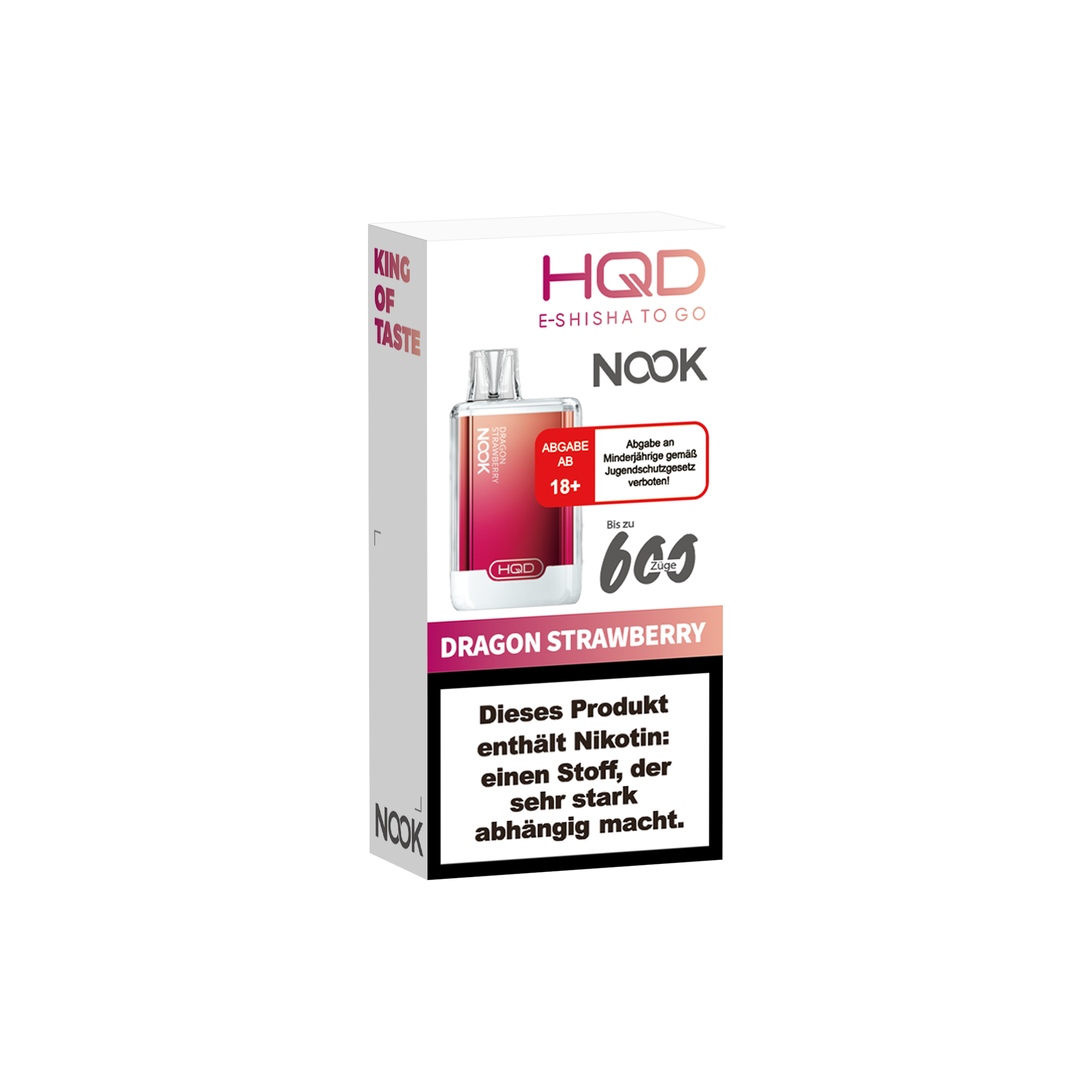 E-Zigarette HQD Nook DRAGON STRAWBERRY 18mg Nikotin 600