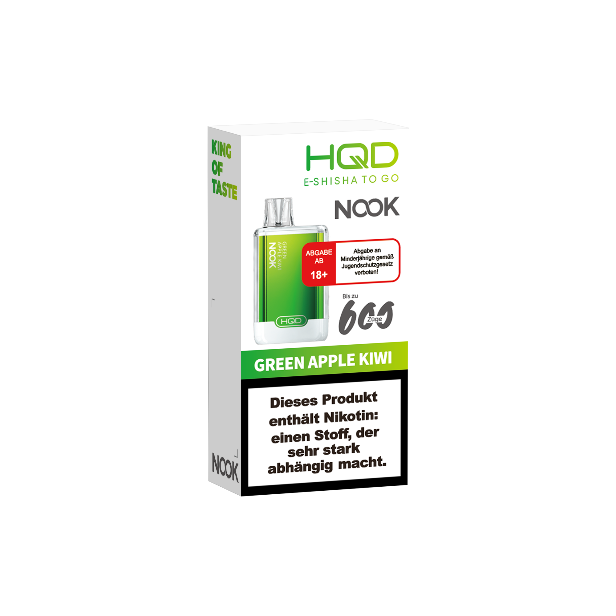 E-Zigarette HQD Nook GREEN APPLE KIWI 18mg Nikotin 600