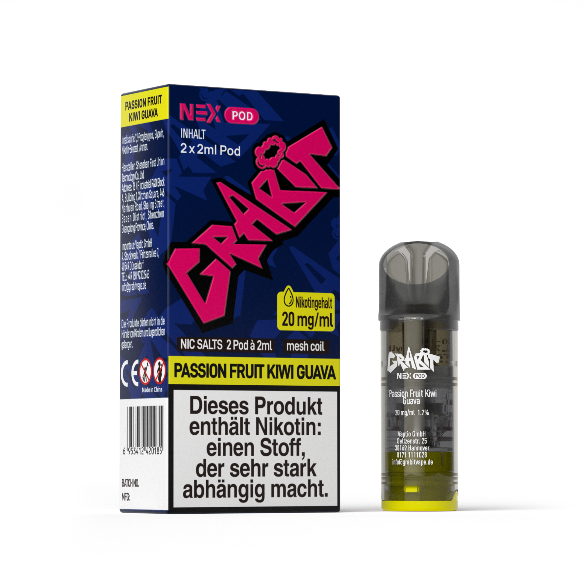 Grabit Nex Pod Passion Fruit Kiwi Guava 20mg Nikotin 800