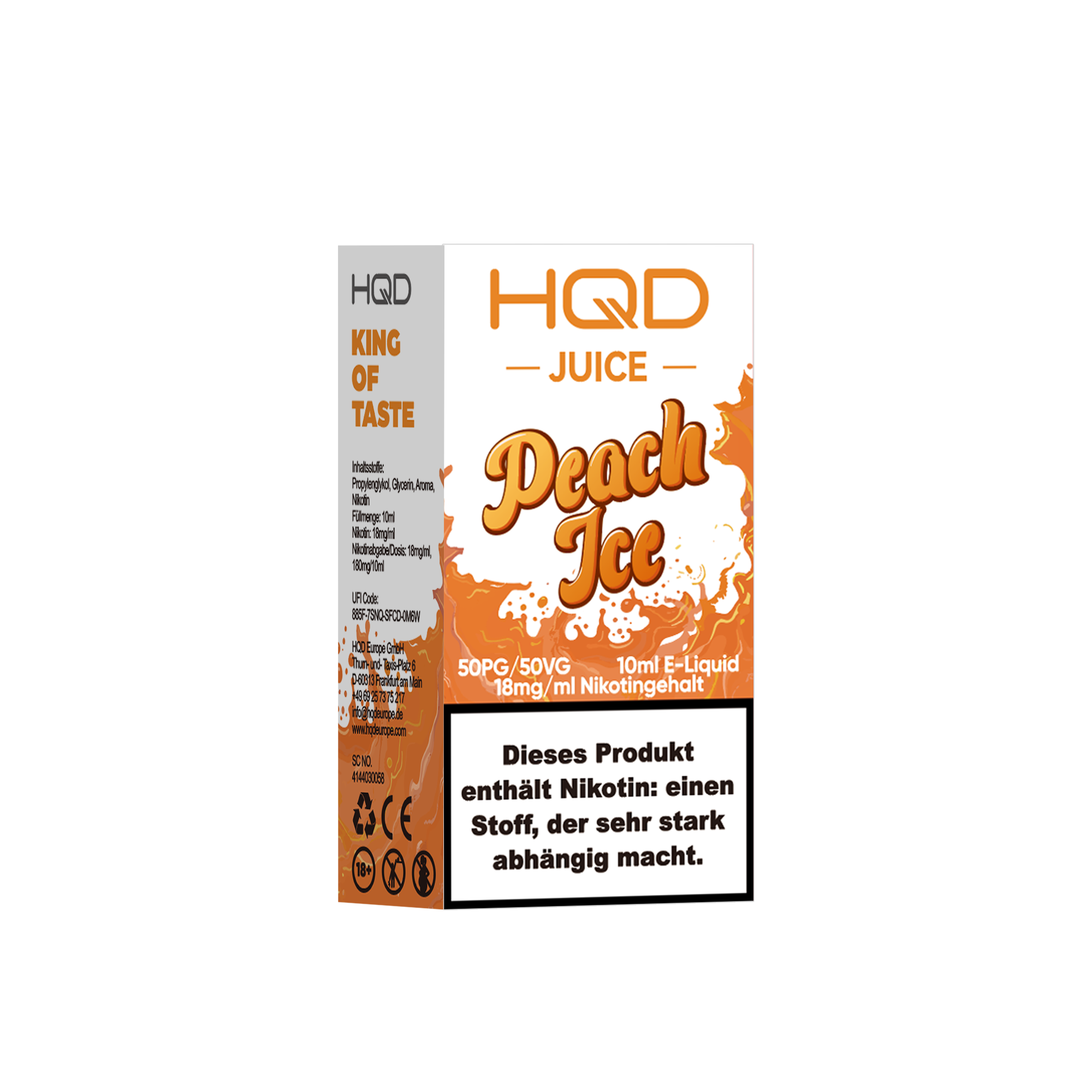 HQD Juice Peach Ice 10ml Liquid 18mg Nikotin