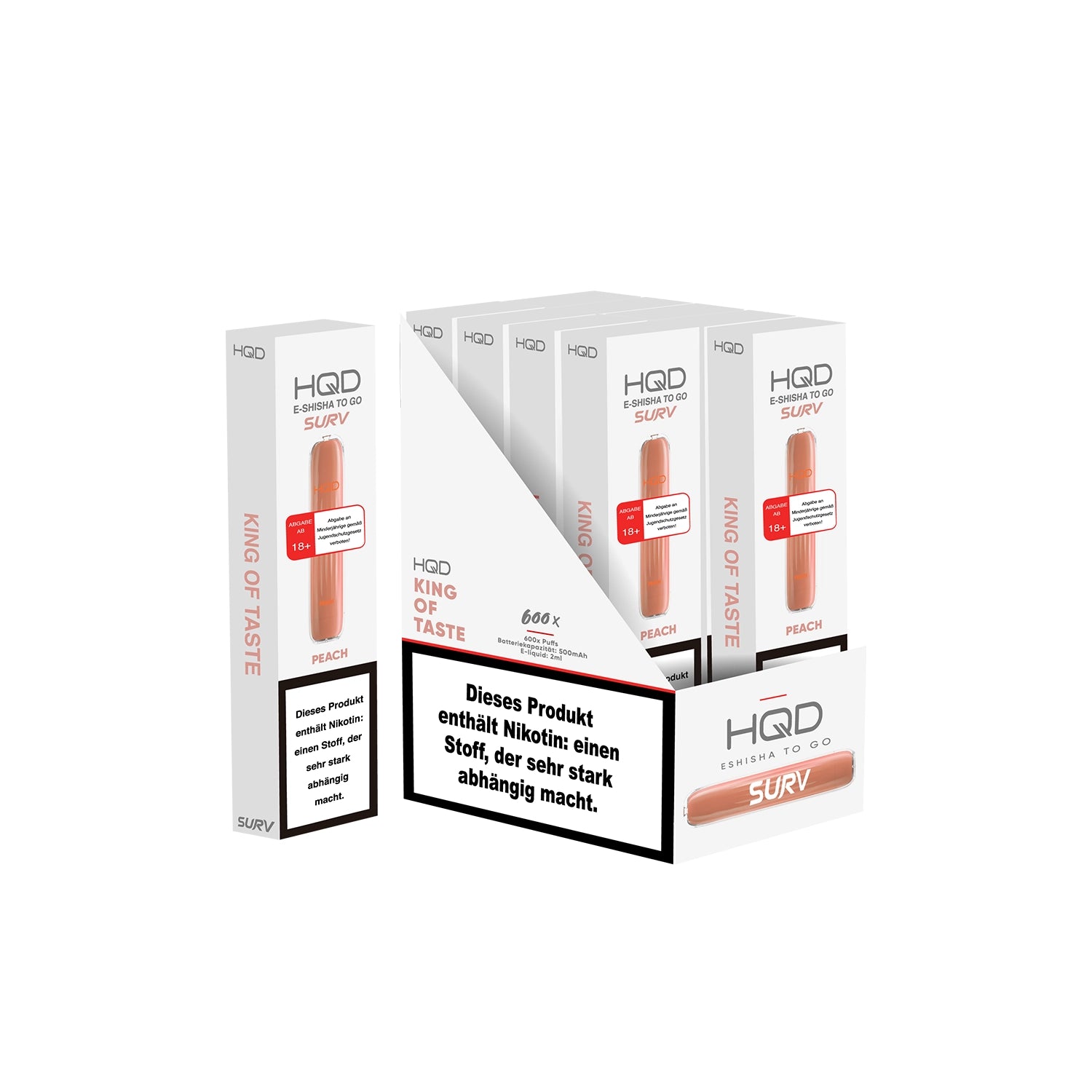 E-Zigarette HQD Surv PEACH 18mg Nikotin  600