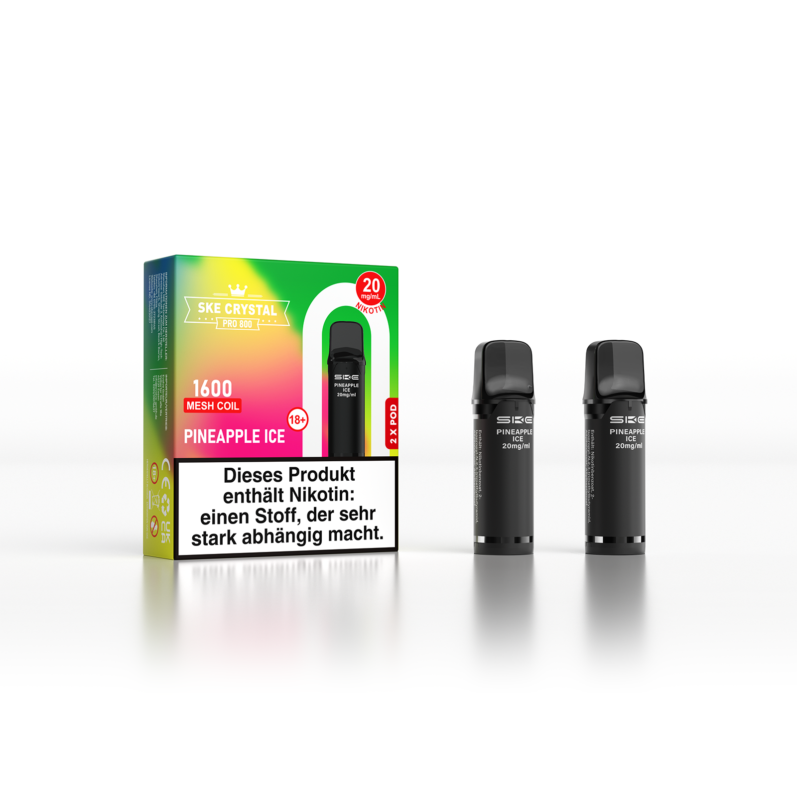 SKE Crystal 800 Pro Pod 2er Pack 20mg Nikotin Pineapple Ice