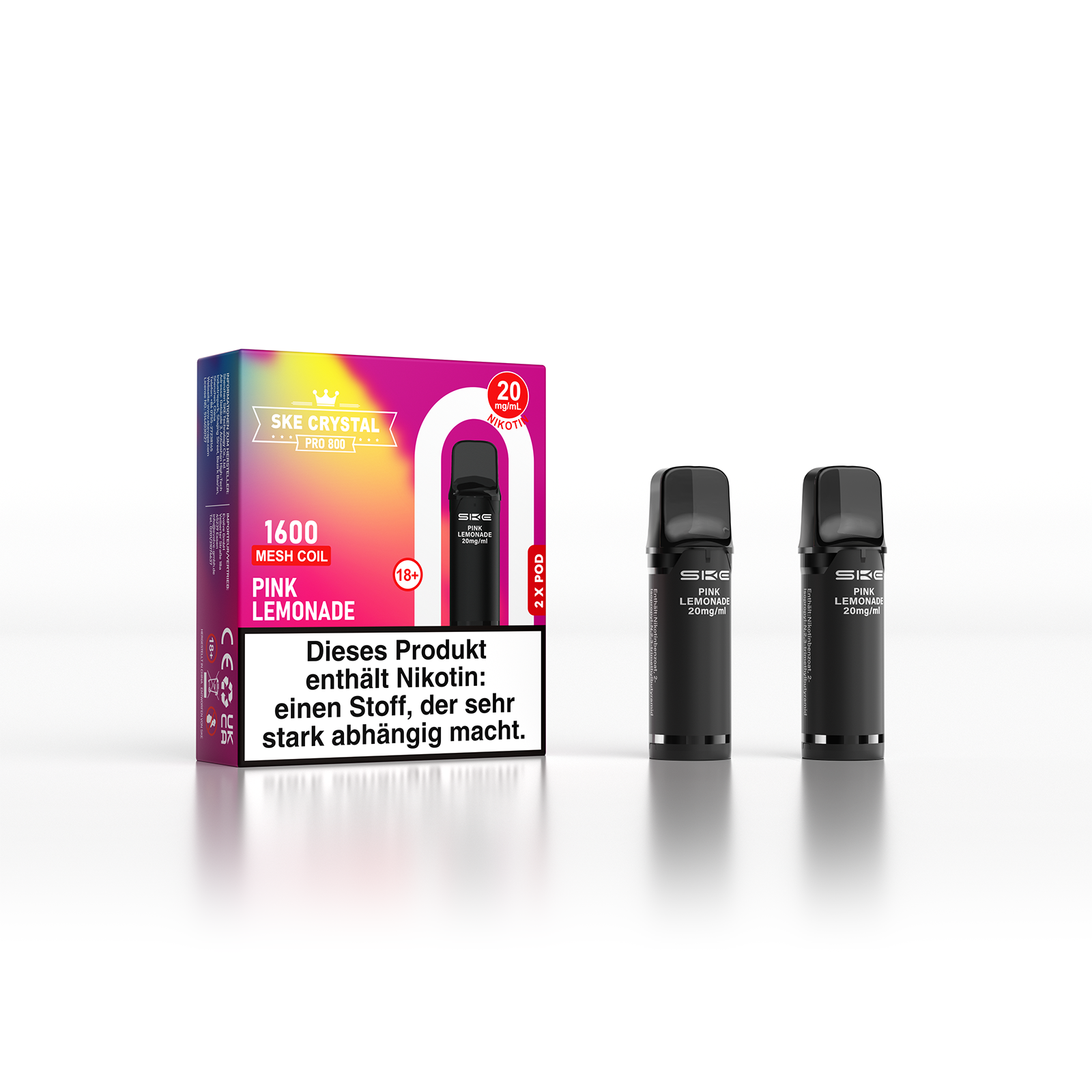 SKE Crystal 800 Pro Pod 2er Pack 20mg Nikotin Pink Lemonade