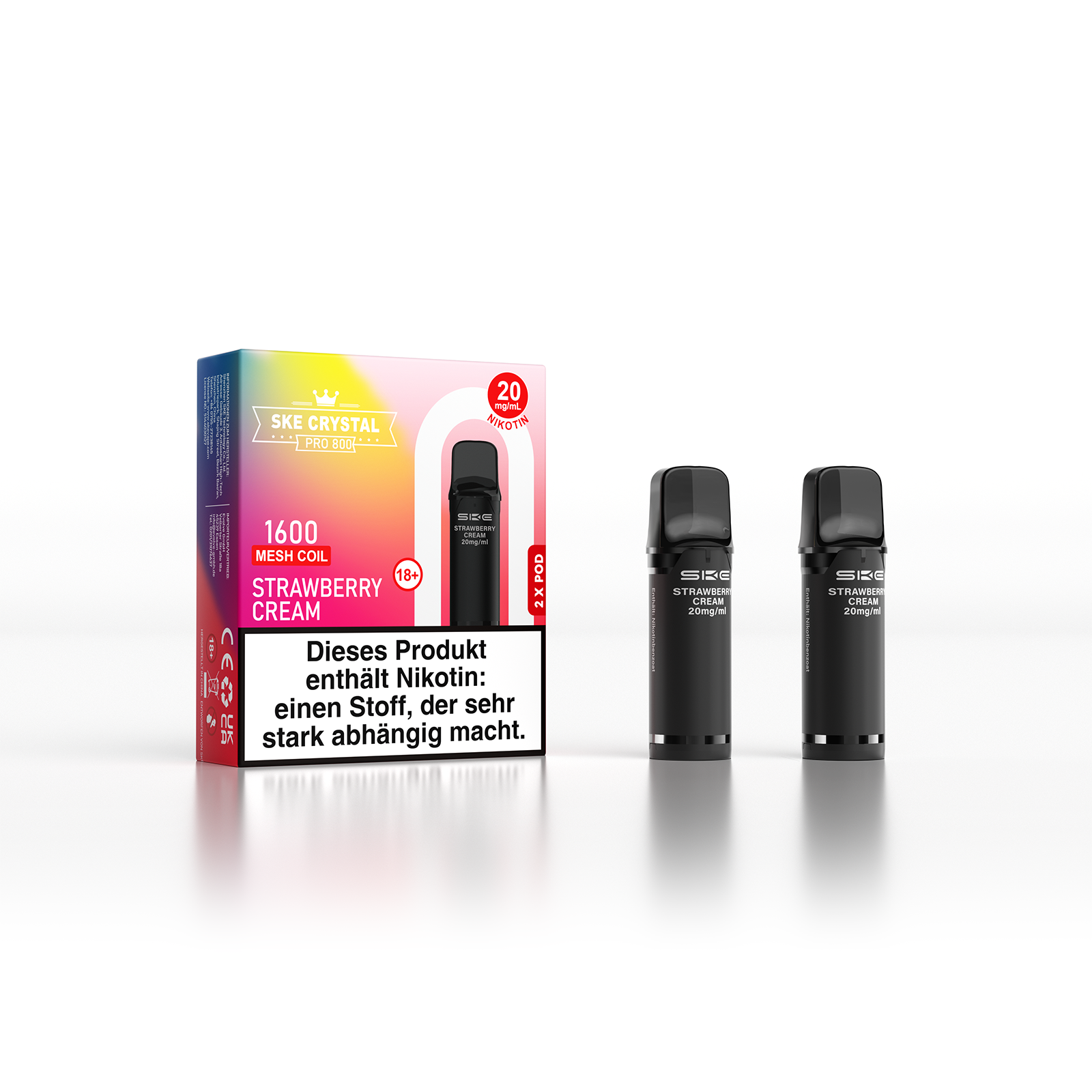 SKE Crystal 800 Pro Pod 2er Pack 20mg Nikotin Strawberry Cream
