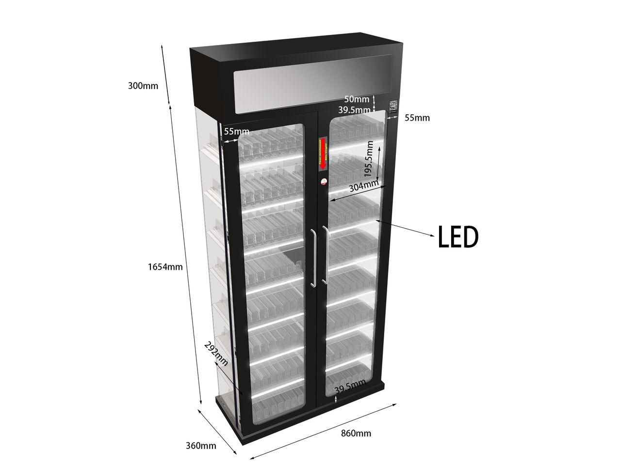 Double Vitrine (Schwarz) mit integriertem TV-Bildschirm